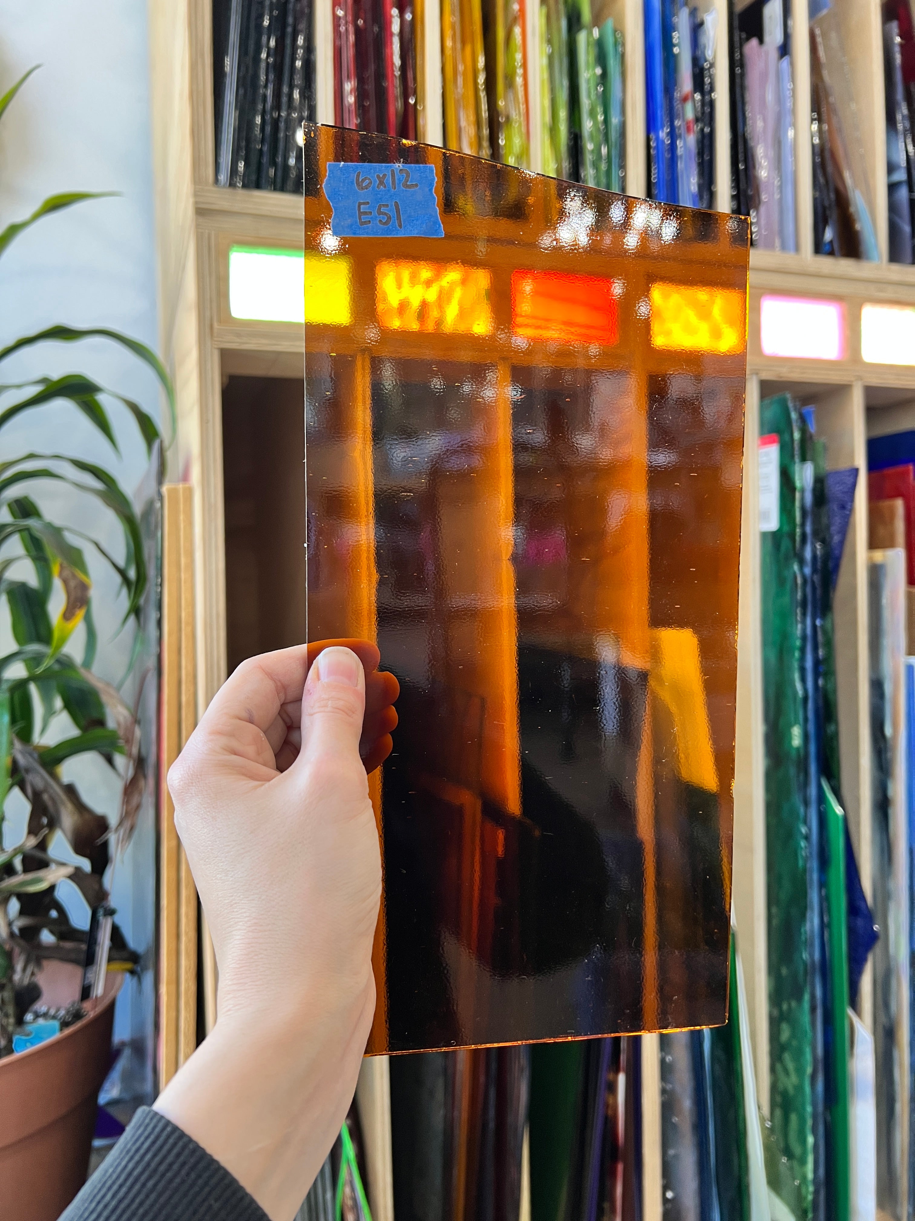 Transparent Dark Amber Oceanside Fusible 96 COE Sheet Glass Colorado Glass Works