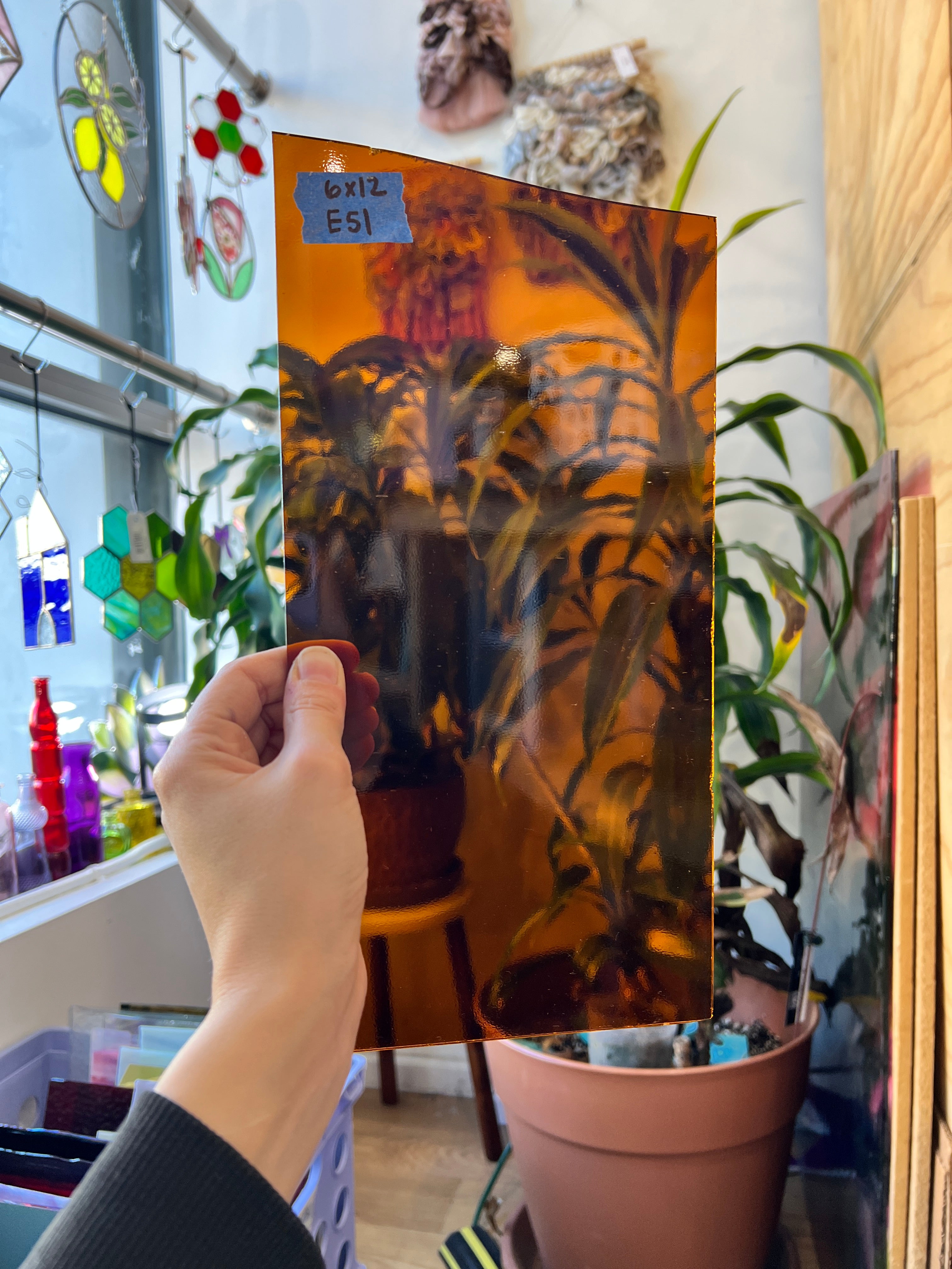 Transparent Dark Amber Oceanside Fusible 96 COE Sheet Glass Colorado Glass Works