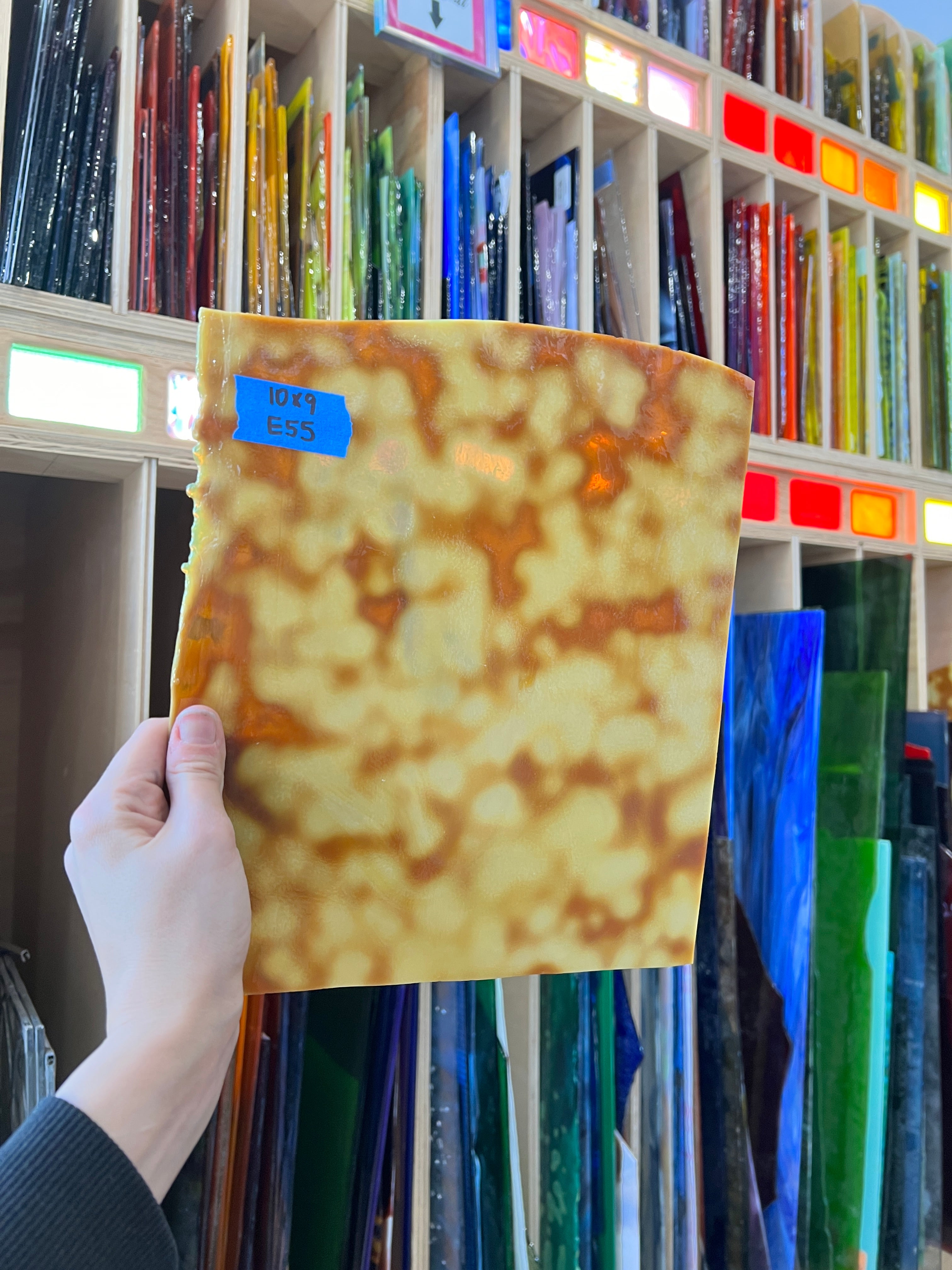 Tan Yellow Mottled Youghiogheny Sheet Glass Colorado Glassworks