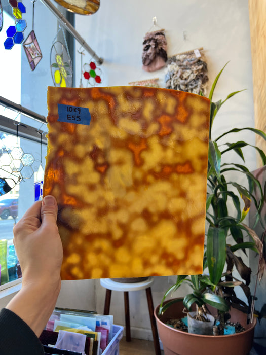 Tan Yellow Mottled Youghiogheny Sheet Glass Colorado Glassworks