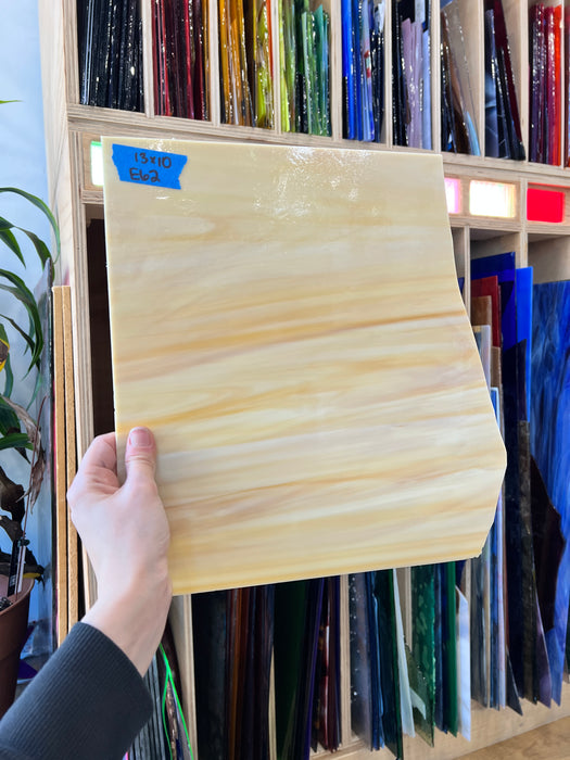 Light Amber White Wispy Sheet Glass Colorado Glassworks