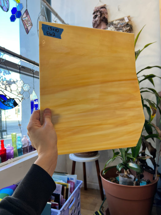 Light Amber White Wispy Sheet Glass Colorado Glassworks