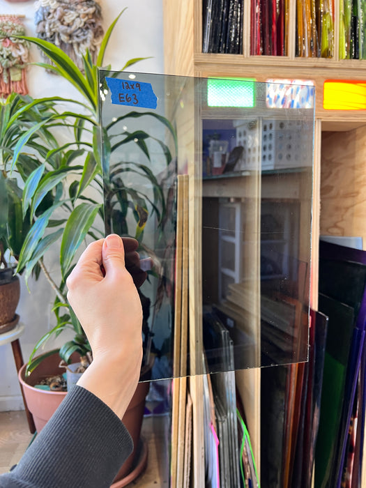 Smooth Transparent Gray Sheet Glass Colorado Glass Works E64 (12x9in)