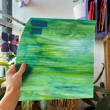 Aqua Lime Pearl Opal Oceanside Fusible 96 COE Sheet Glass Colorado Glassworks OS-AQUALIME-PO (12x12in)