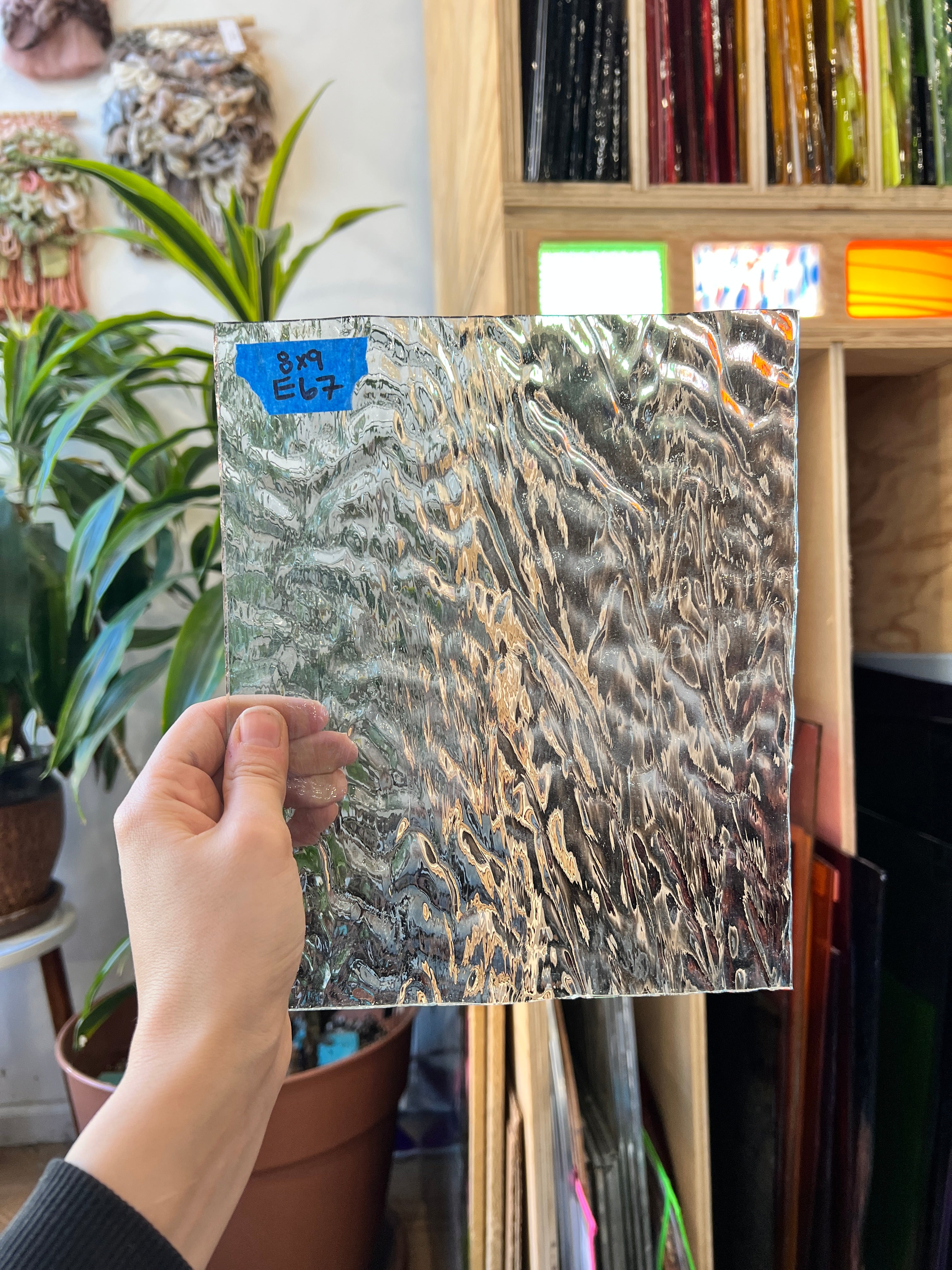 Clear Ripple Transparent Optimum Sheet Glass Colorado Glassworks E67 (9x8in)