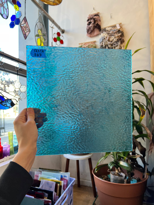 Iridescent Blue Ripple Wissmach Sheet Glass Colorado Glass Works