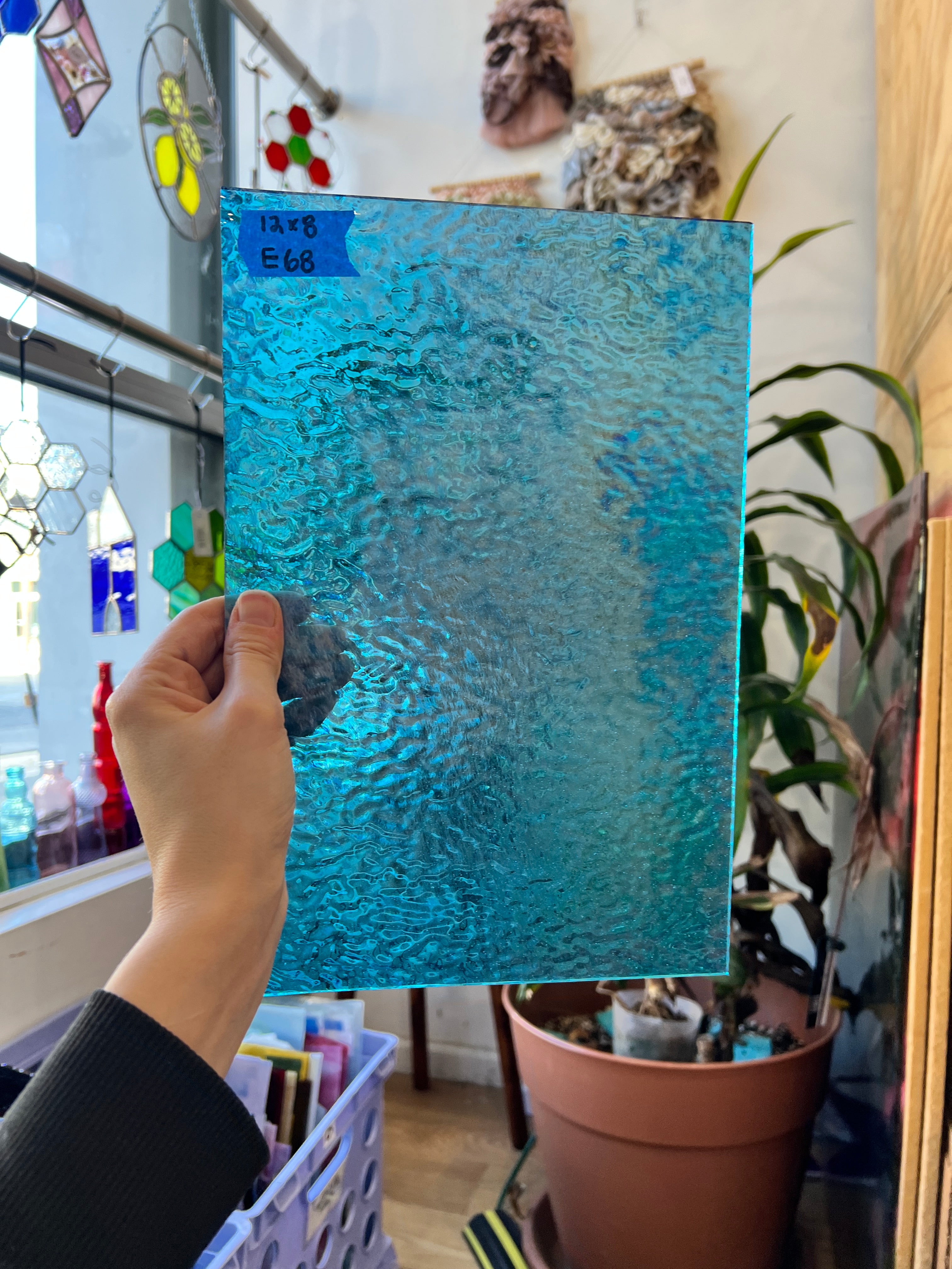 Iridescent Blue Ripple Wissmach Sheet Glass Colorado Glass Works