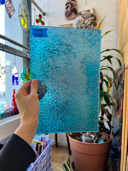 Iridescent Blue Ripple Wissmach Sheet Glass Colorado Glass Works