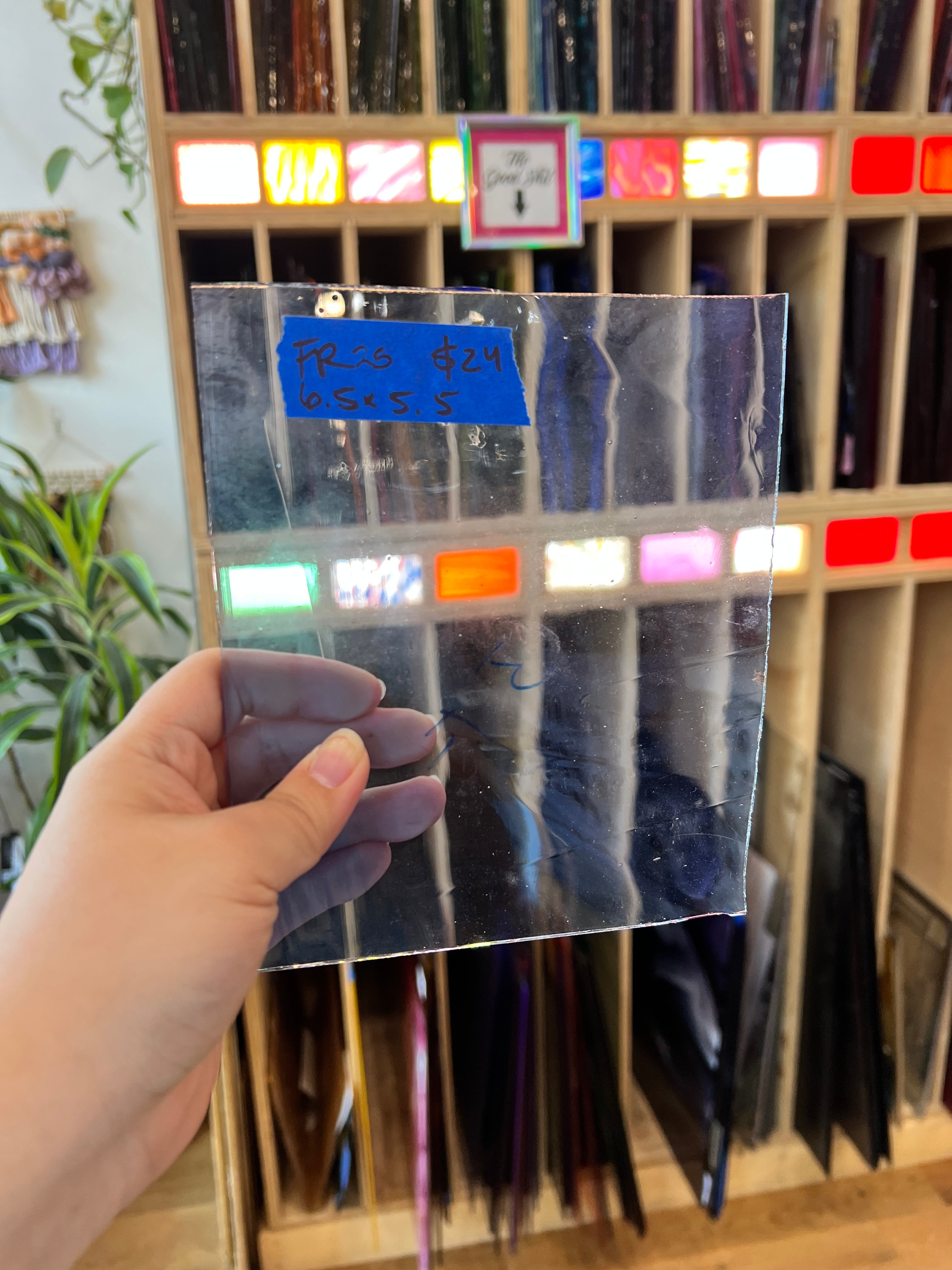 Mouth Blown Transparent Blue Fremont Sheet Glass Colorado Glassworks FR25 (6.5x5.5in)
