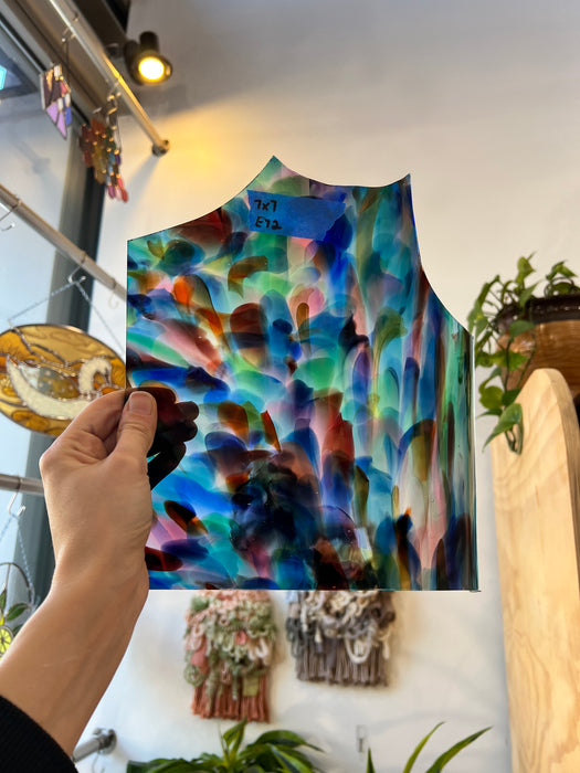 Rainbow Frit Fremont Mouth Blown Glass Sheet Glass Colorado Glassworks E72 (7x7in)