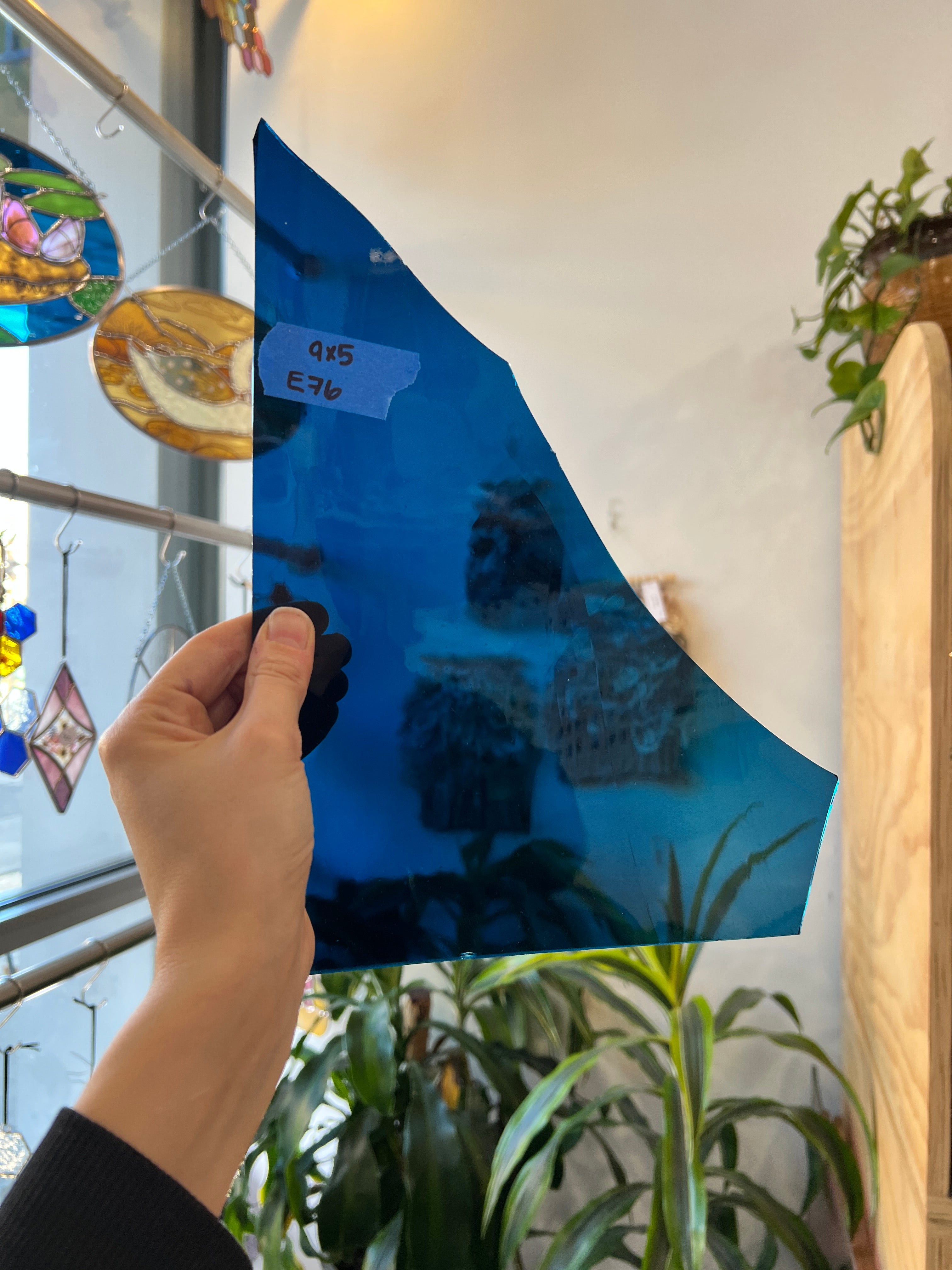 Dark Blue Mouth Blown Fremont Sheet Glass Colorado Glassworks E76 (9x5in)