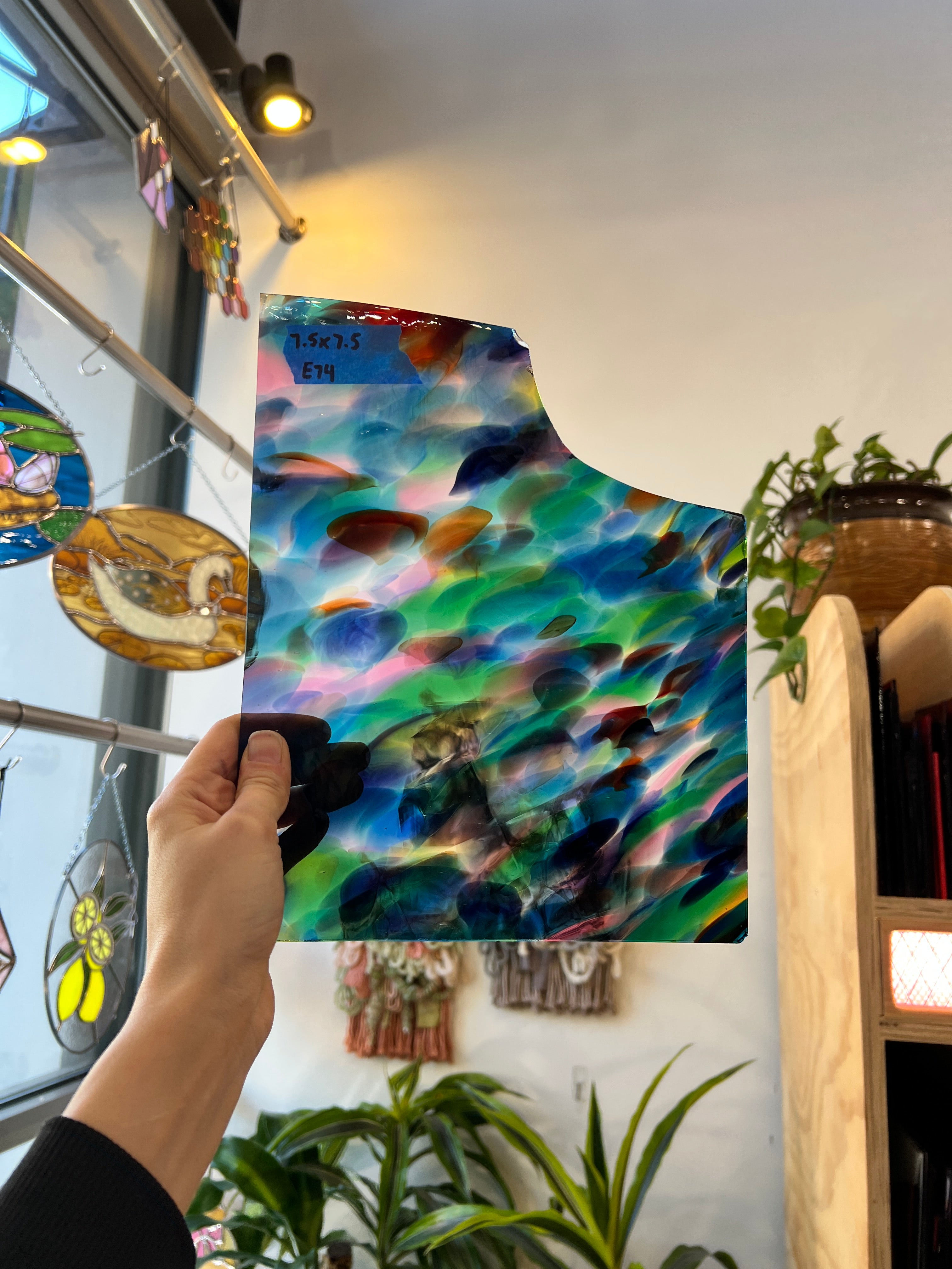 Rainbow Frit Fremont Mouth Blown Glass Sheet Glass Colorado Glassworks E74 (7.5x7.5in)