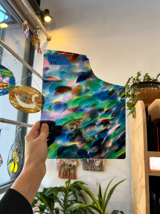 Rainbow Frit Fremont Mouth Blown Glass Sheet Glass Colorado Glassworks E74 (7.5x7.5in)