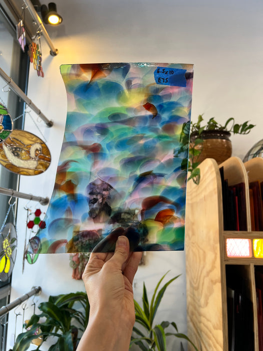 Rainbow Frit Fremont Mouth Blown Glass Sheet Glass Colorado Glassworks E75 (10x6.5in)
