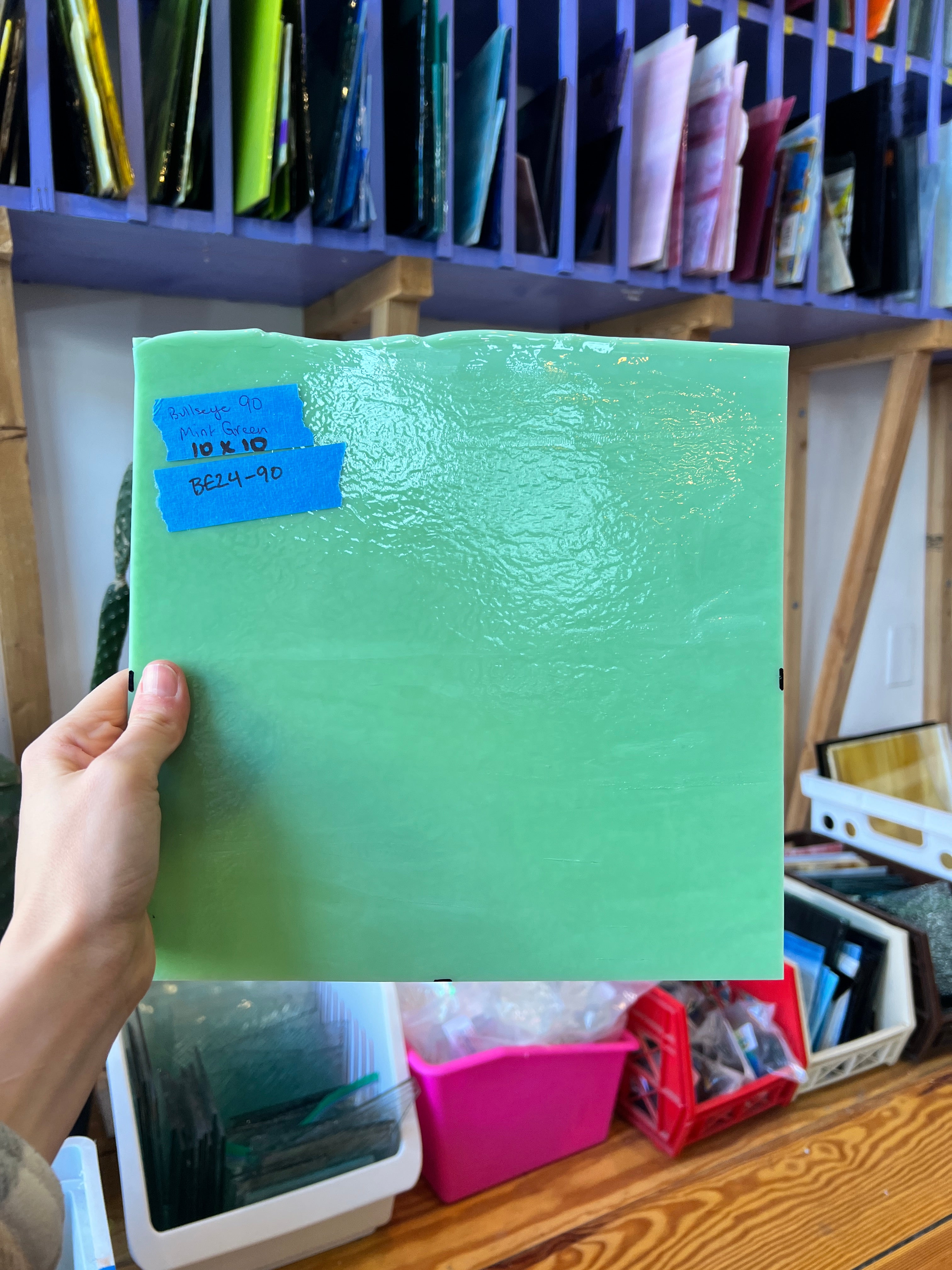 Mint Green Bullseye Fusible 90 COE Sheet Glass Colorado Glassworks