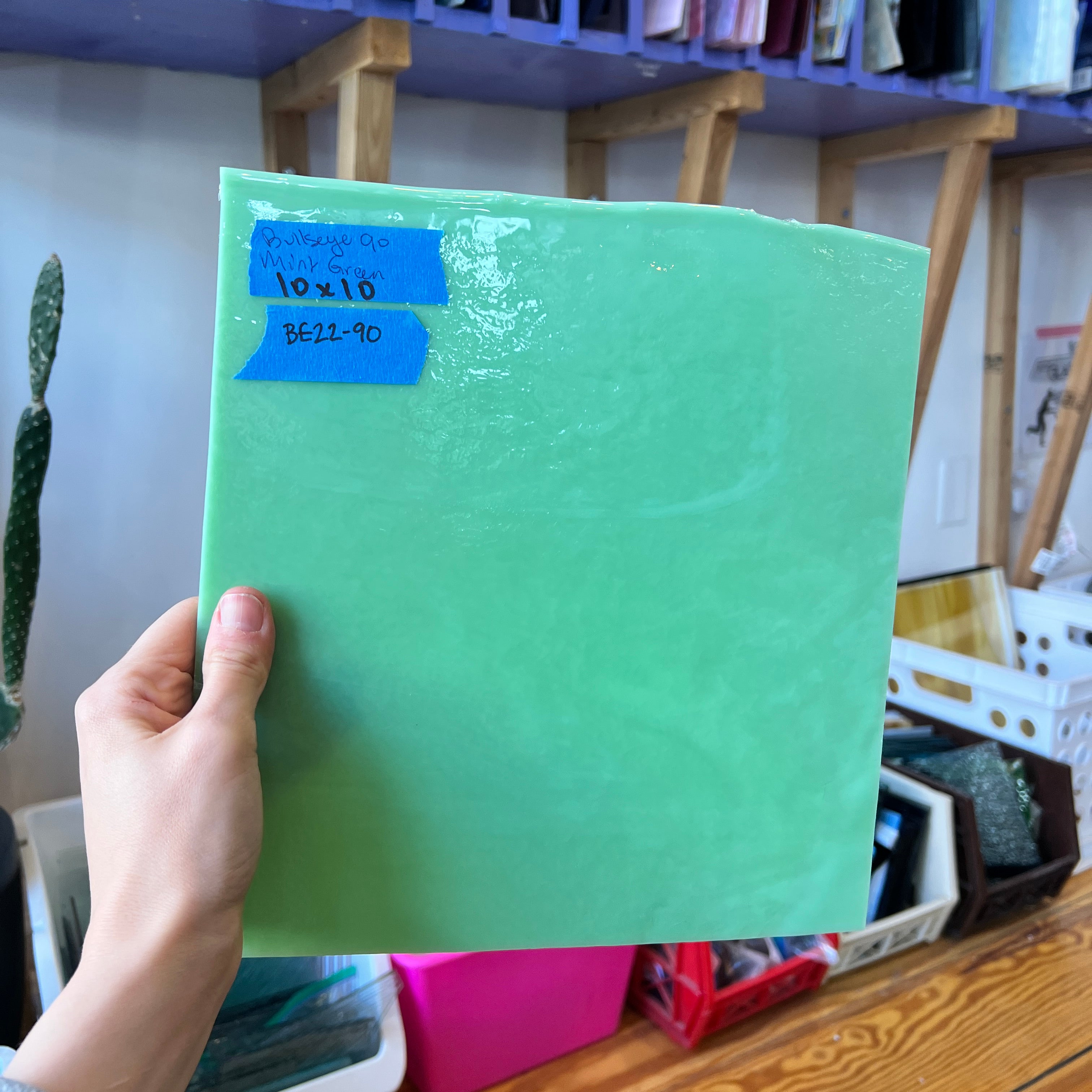Mint Green Bullseye Fusible 90 COE Sheet Glass Colorado Glassworks