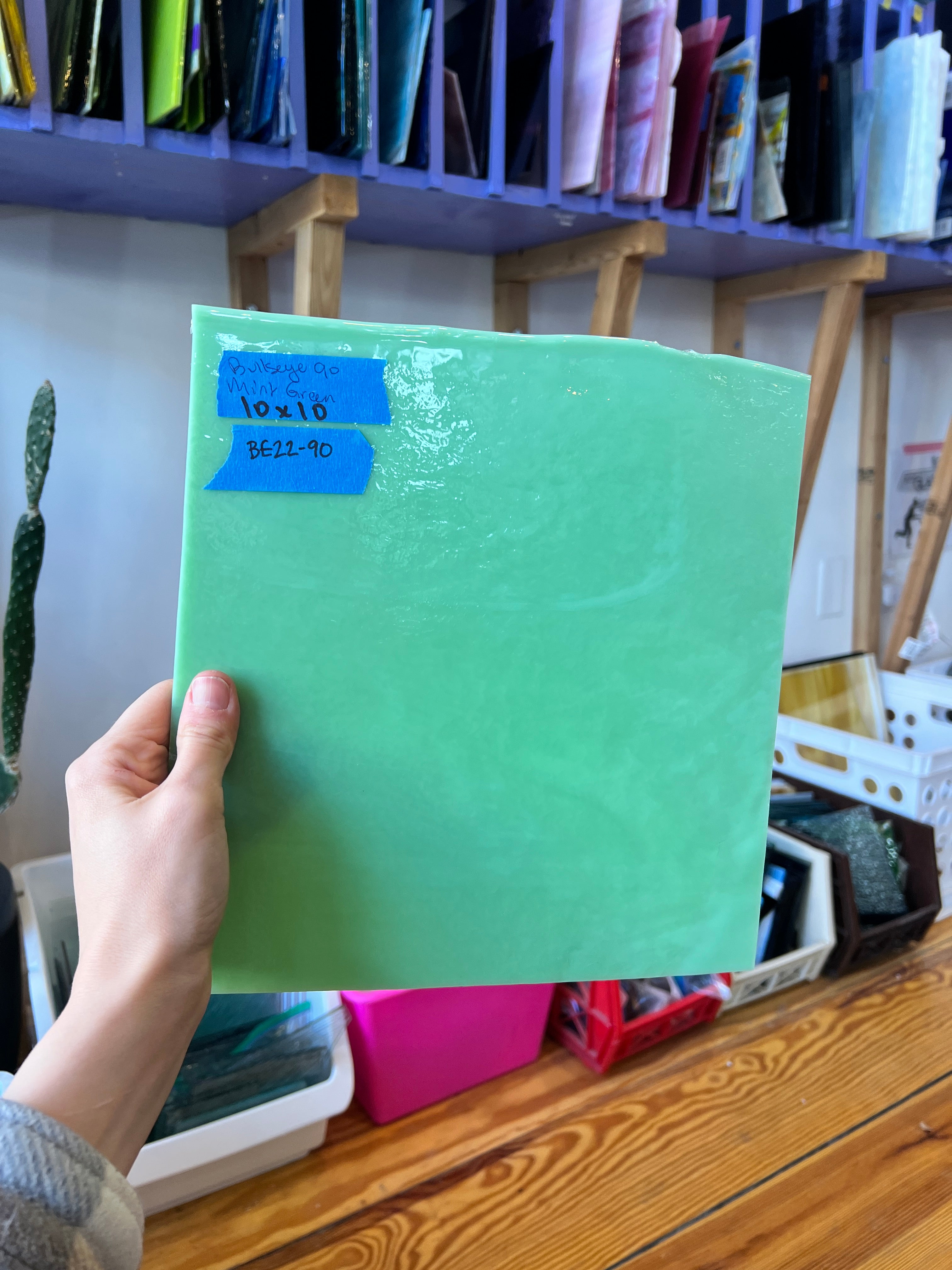 Mint Green Bullseye Fusible 90 COE Sheet Glass Colorado Glassworks