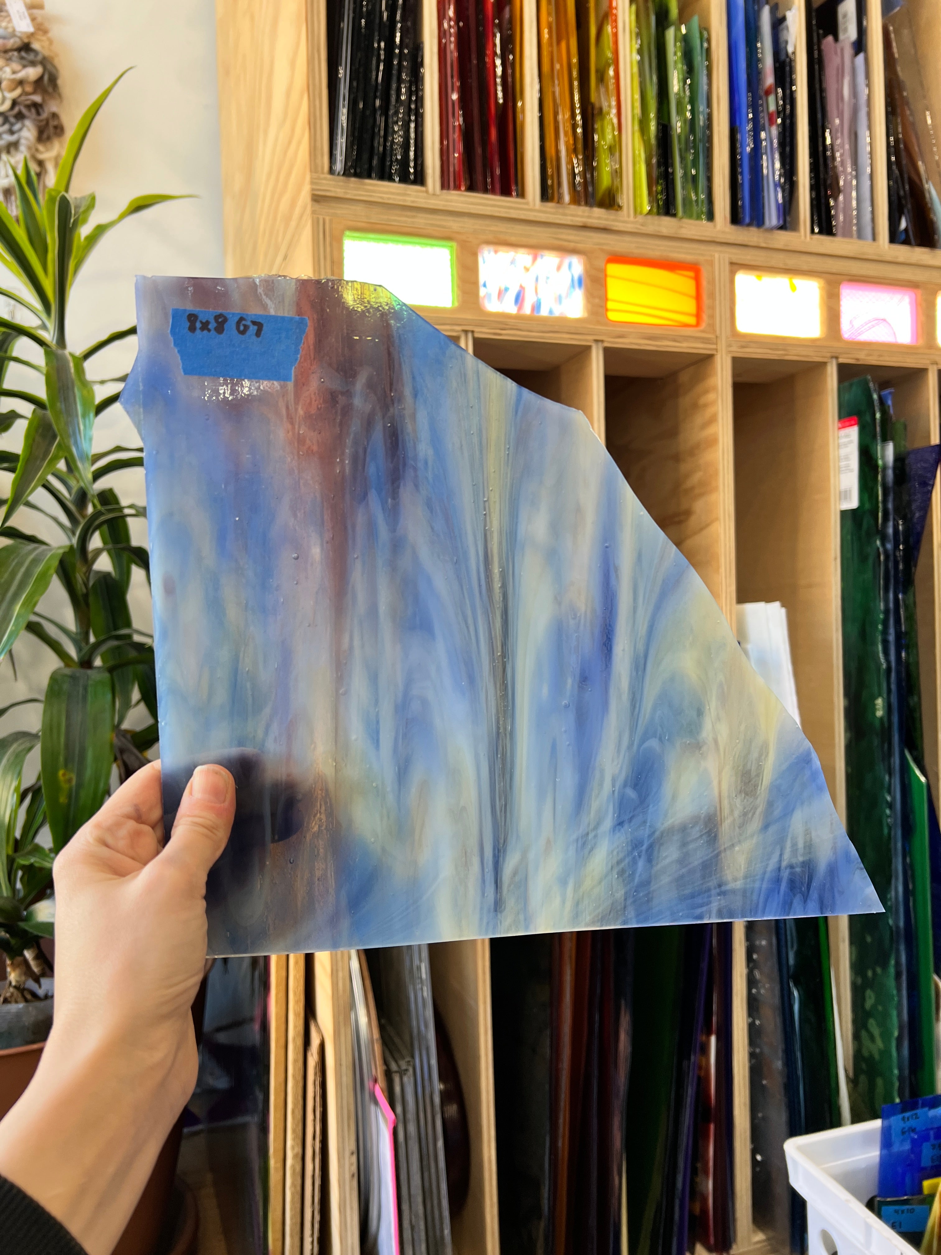 Purple Blue Amber Wispy Kokomo Sheet Glass Colorado Glassworks