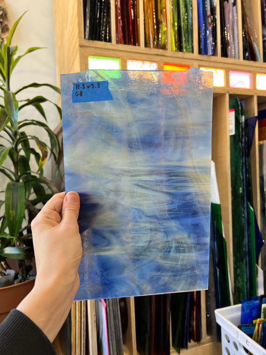 Purple Blue Amber Wispy Kokomo Sheet Glass Colorado Glassworks G8 (11.5x7.5in)