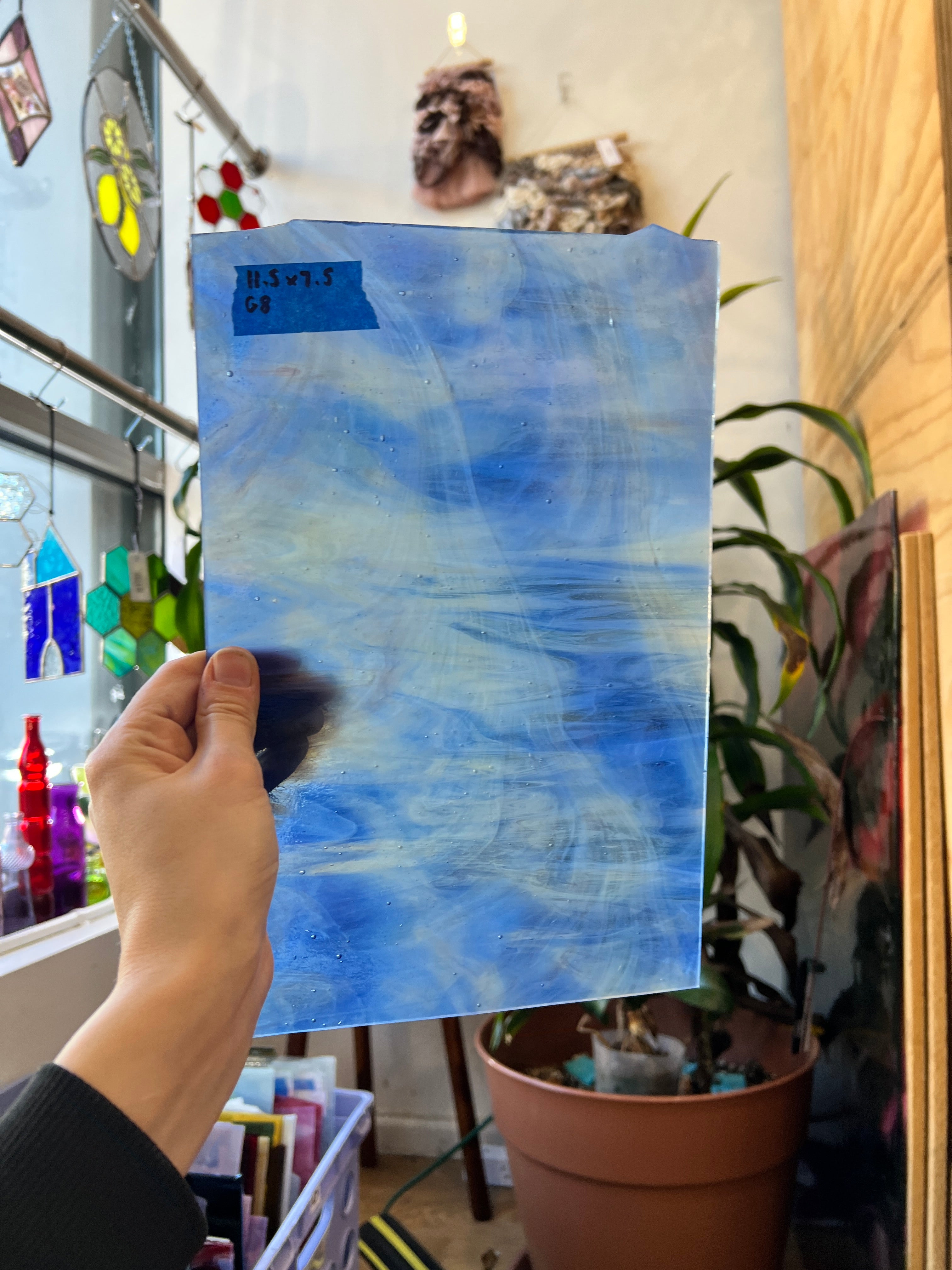 Purple Blue Amber Wispy Kokomo Sheet Glass Colorado Glassworks