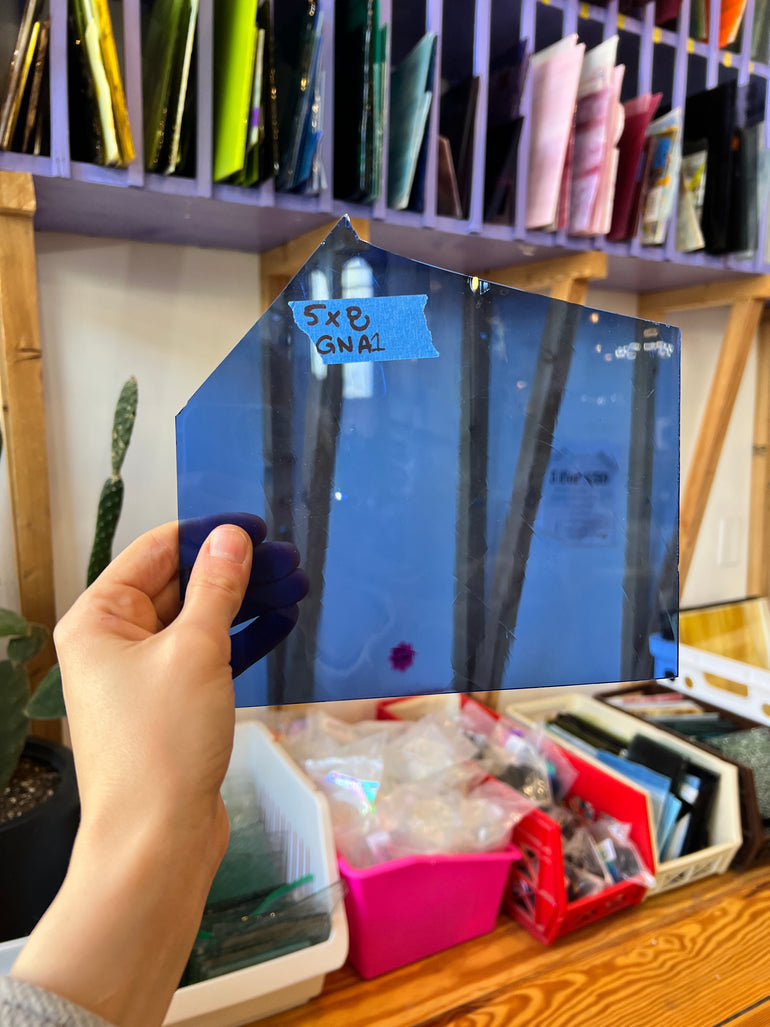 Vintage Medium Blue GNA Transparent Sheet Glass Colorado Glassworks   