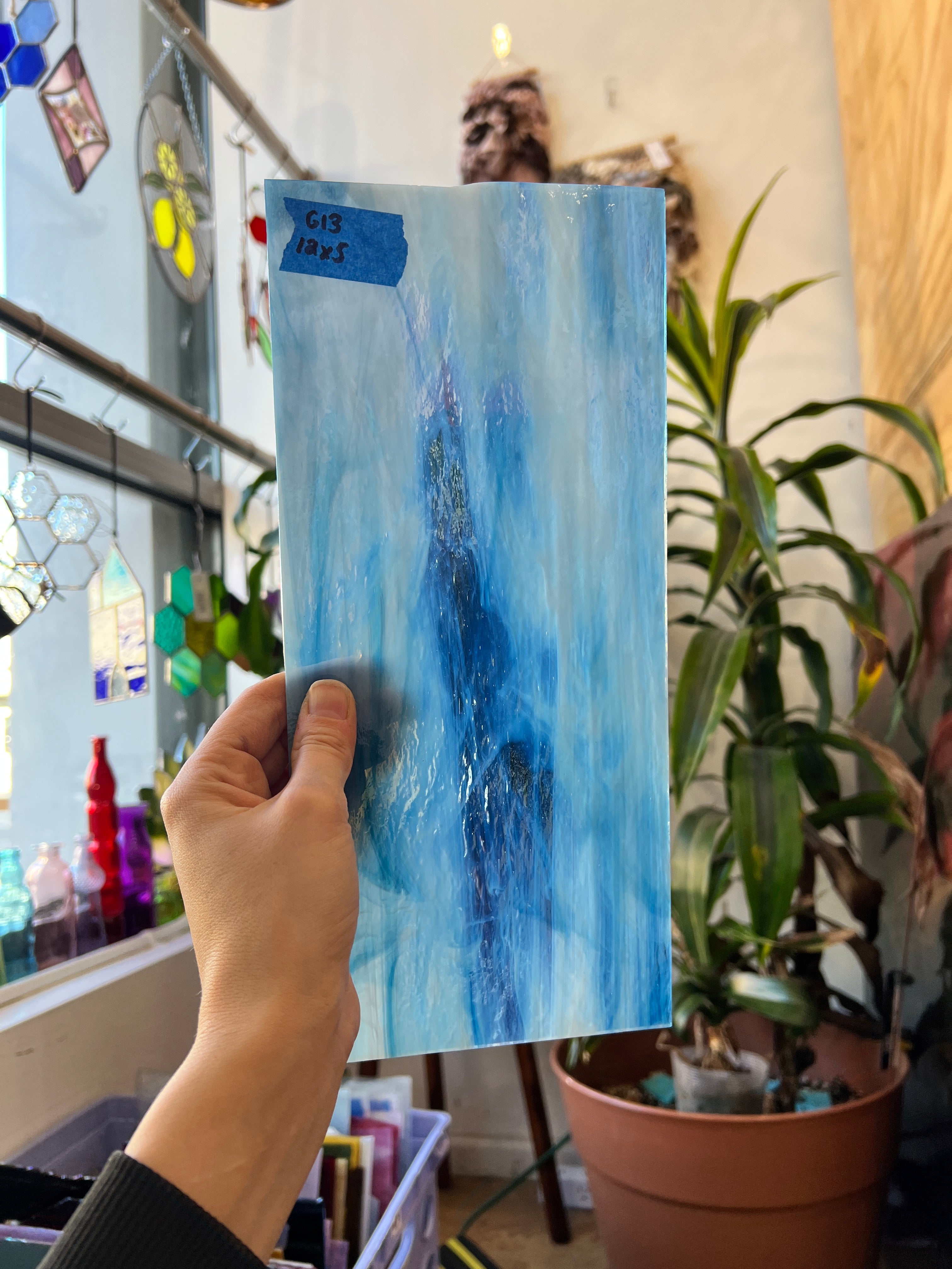 Yonder Blue Pearl Opal Oceanside Fusible 96 COE Sheet Glass Colorado Glassworks