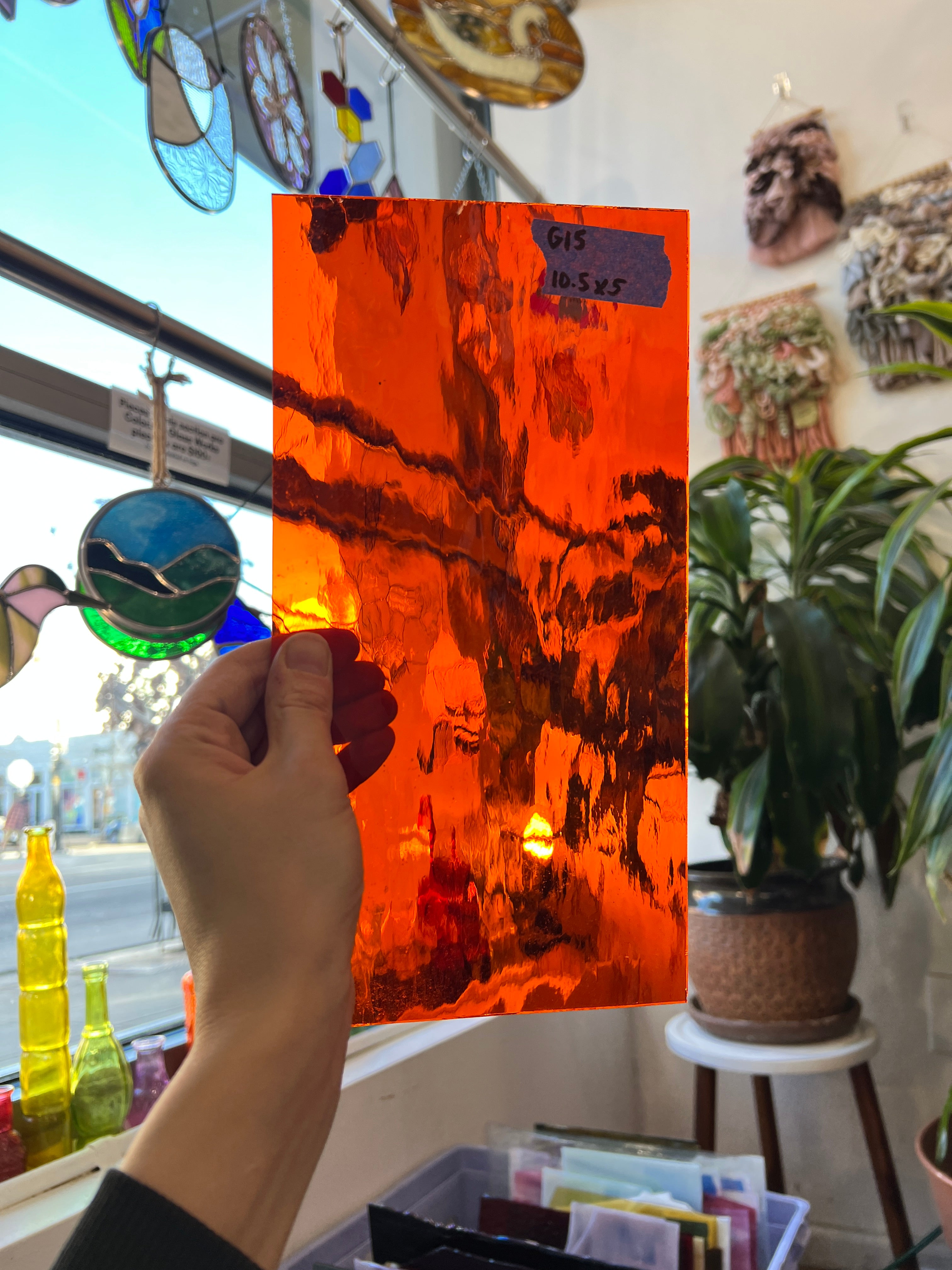 Orange Oceanside Waterglass Fusible 96 COE Sheet Glass Colorado Glassworks