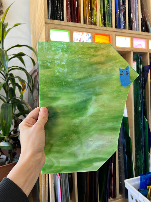 Green White Stipple Youghiogheny Sheet Glass Colorado Glassworks