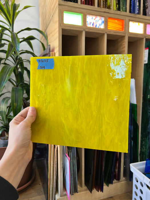 Vintage Yellow Wispy Sheet Glass Colorado Glassworks