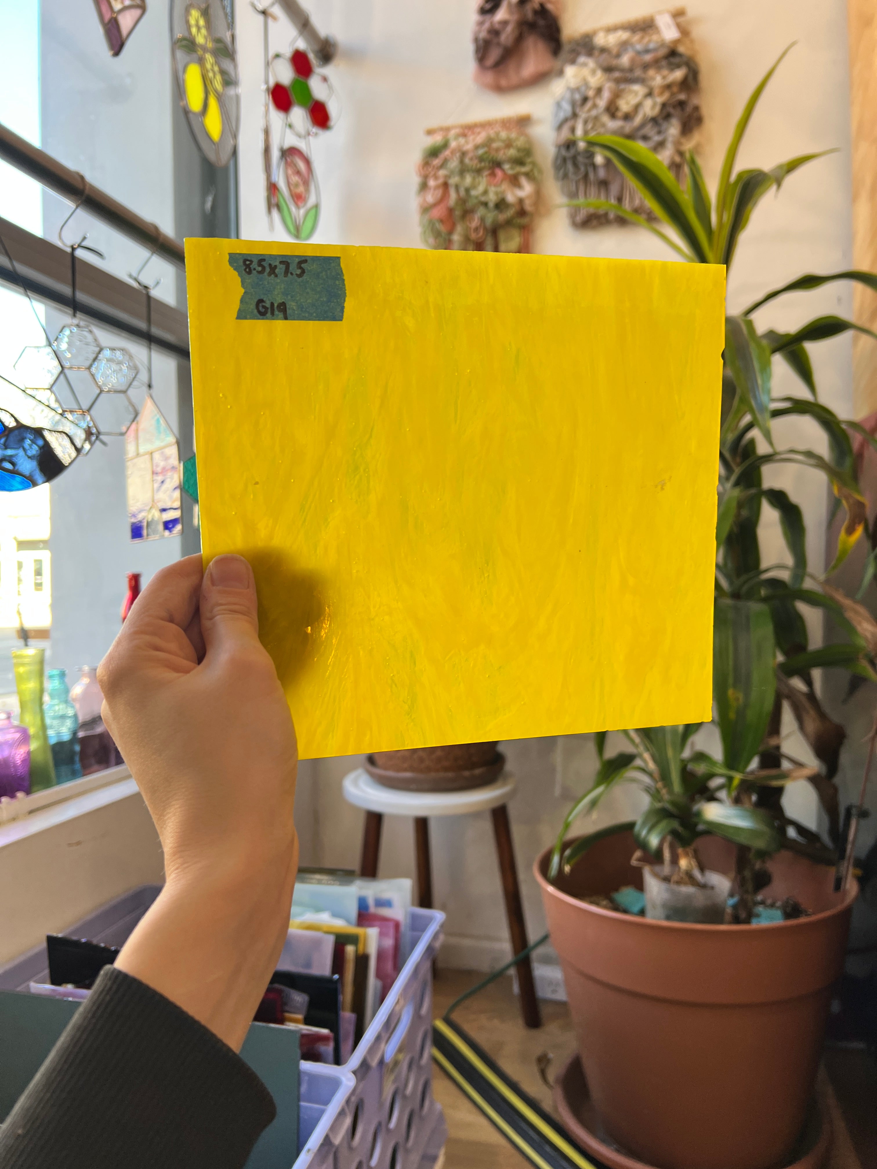 Vintage Yellow Wispy Sheet Glass Colorado Glassworks