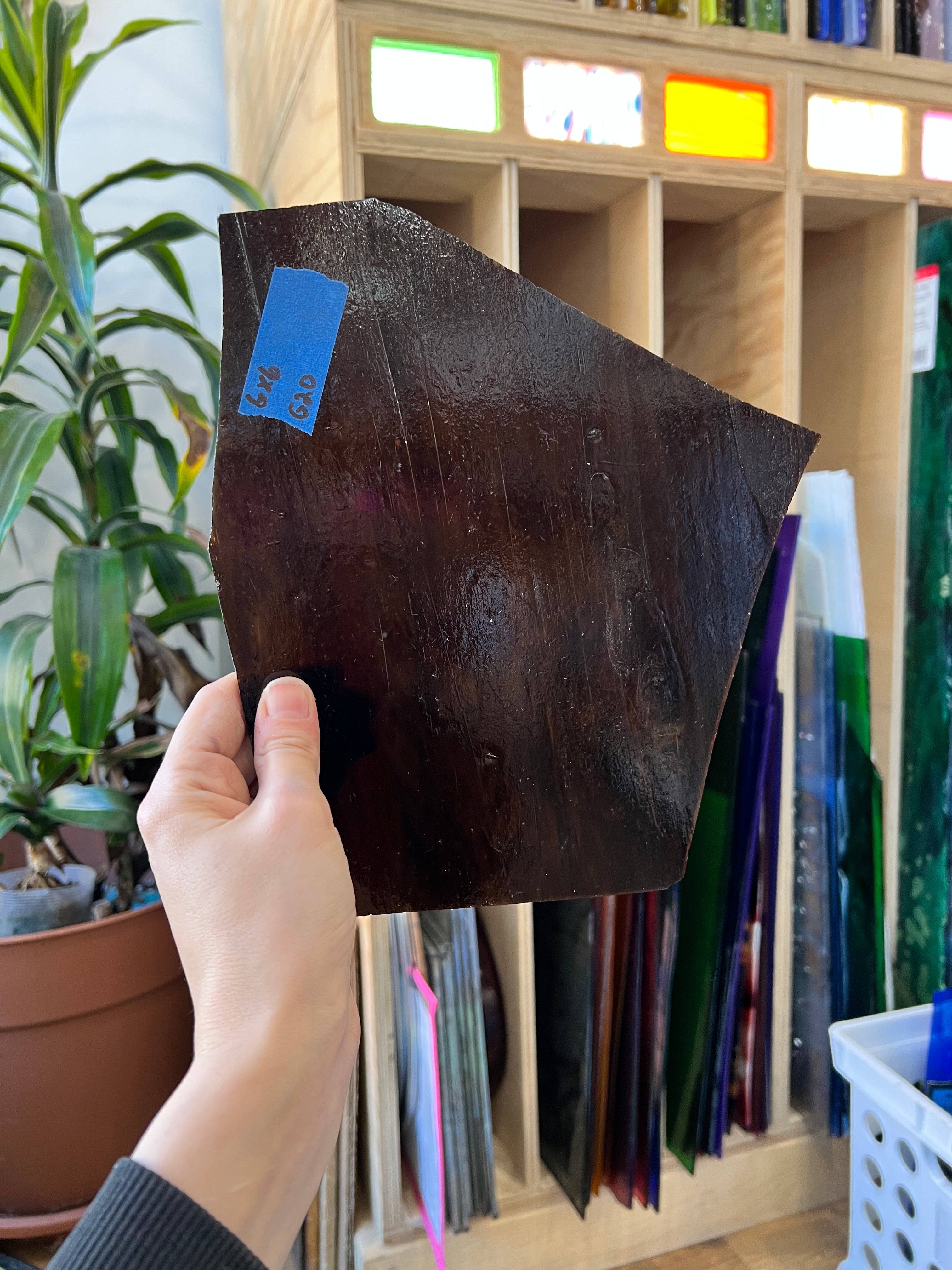 Dark Brown Wispy Vintage Glass Sheet Glass Colorado Glassworks