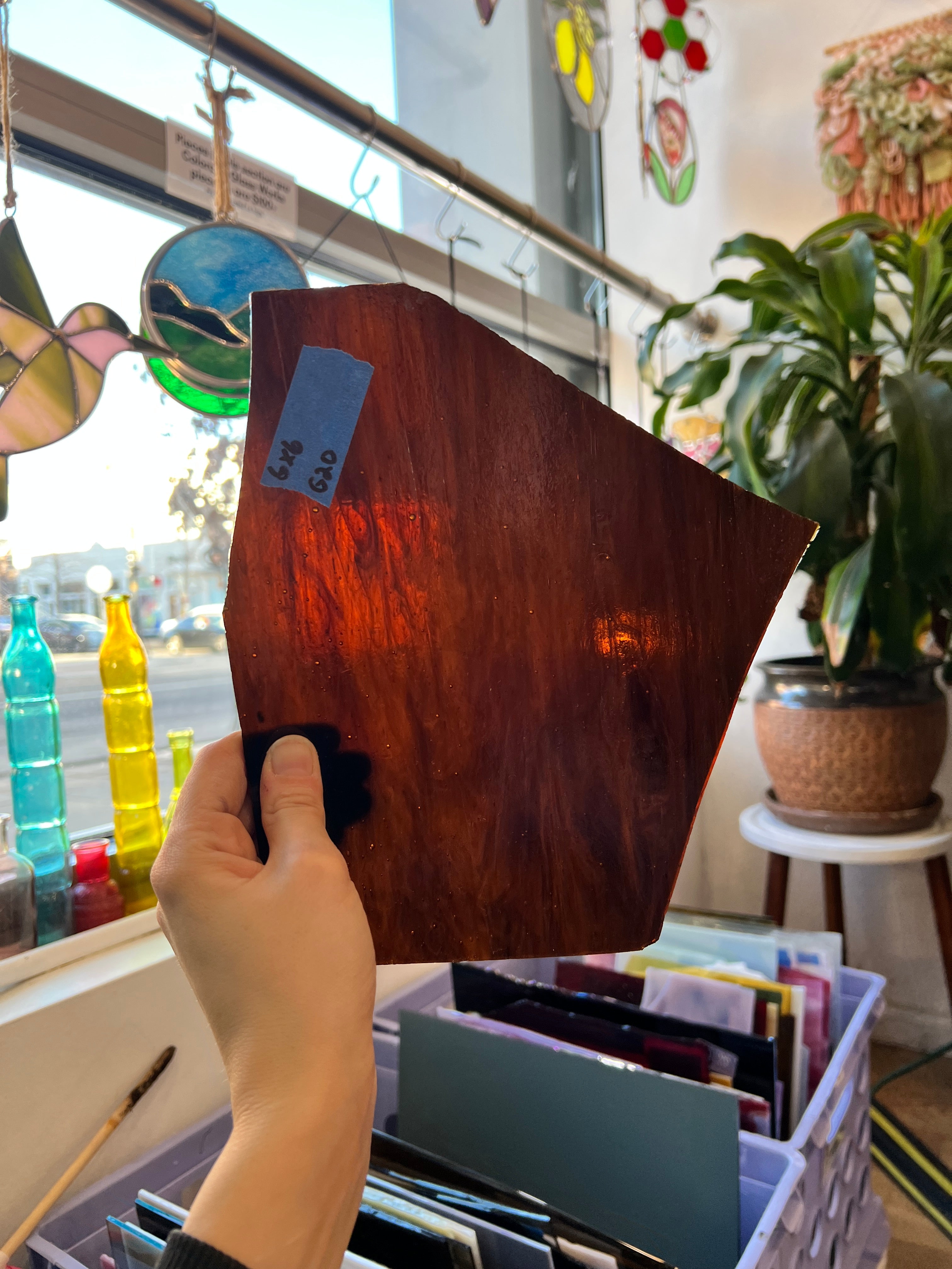 Dark Brown Wispy Vintage Glass Sheet Glass Colorado Glassworks