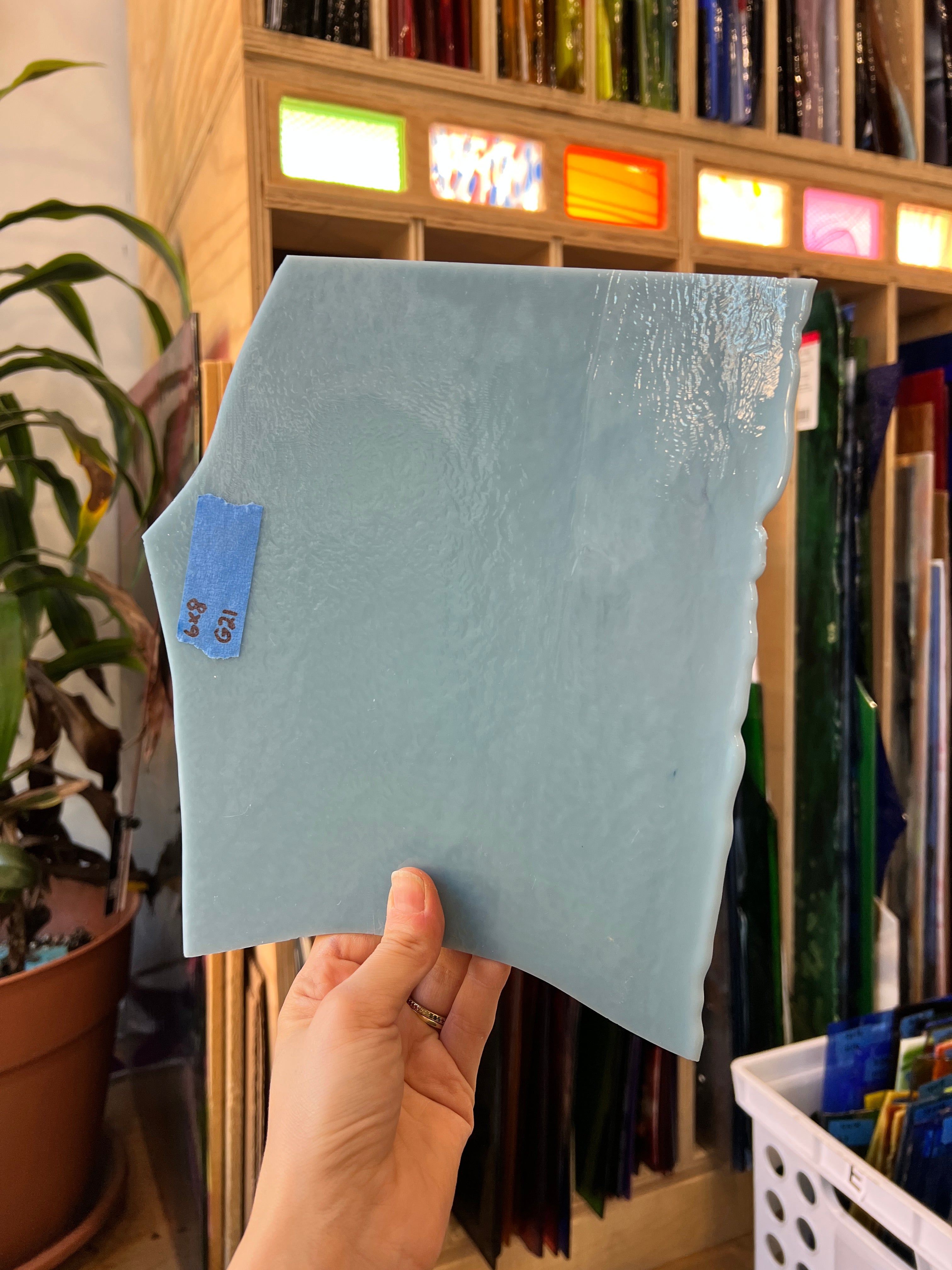 Gray Blue Opaque Bullseye Sheet Glass Colorado Glass Works