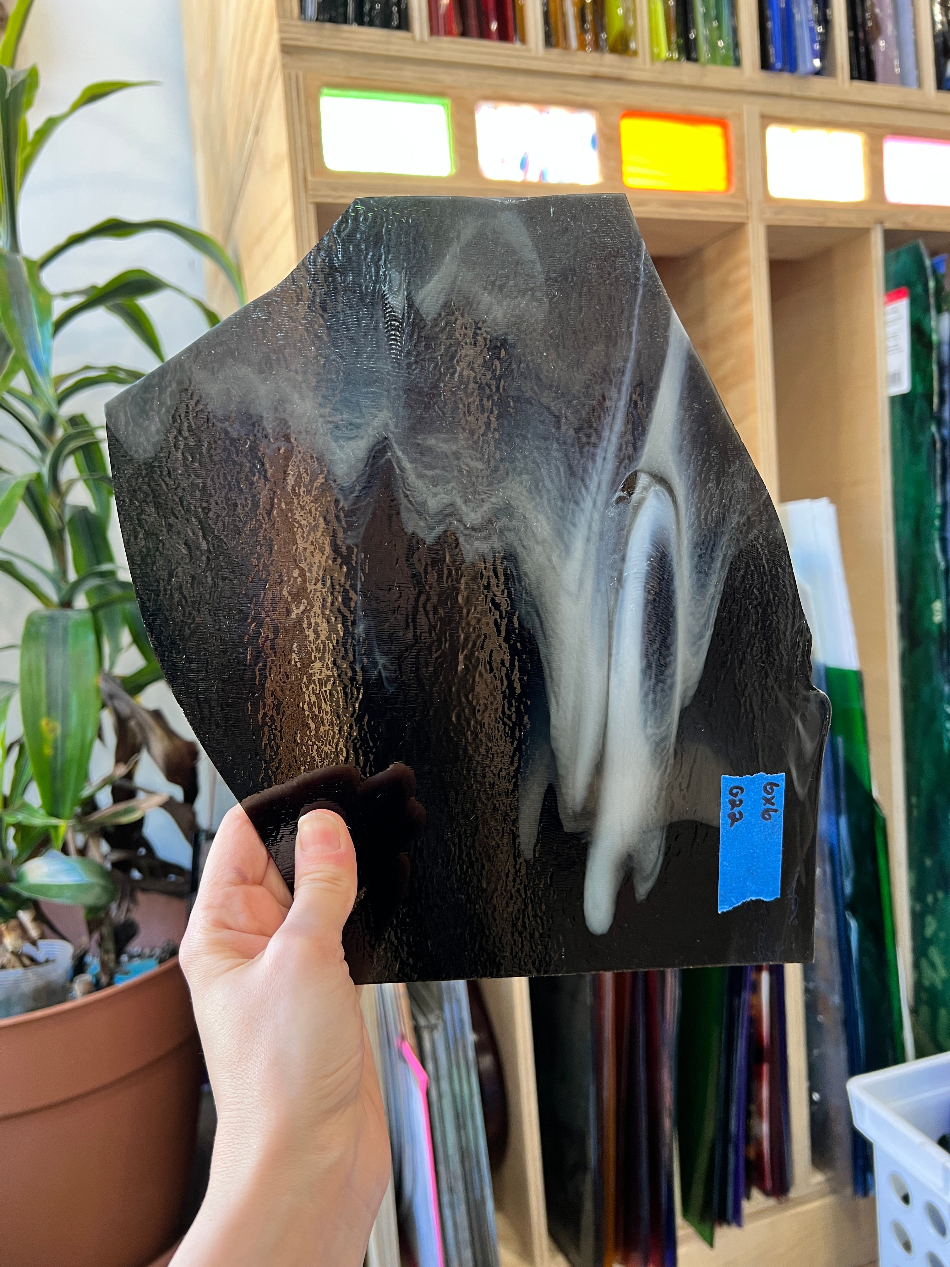 Brown Gray Wispy White Bullseye Sheet Glass Colorado Glassworks