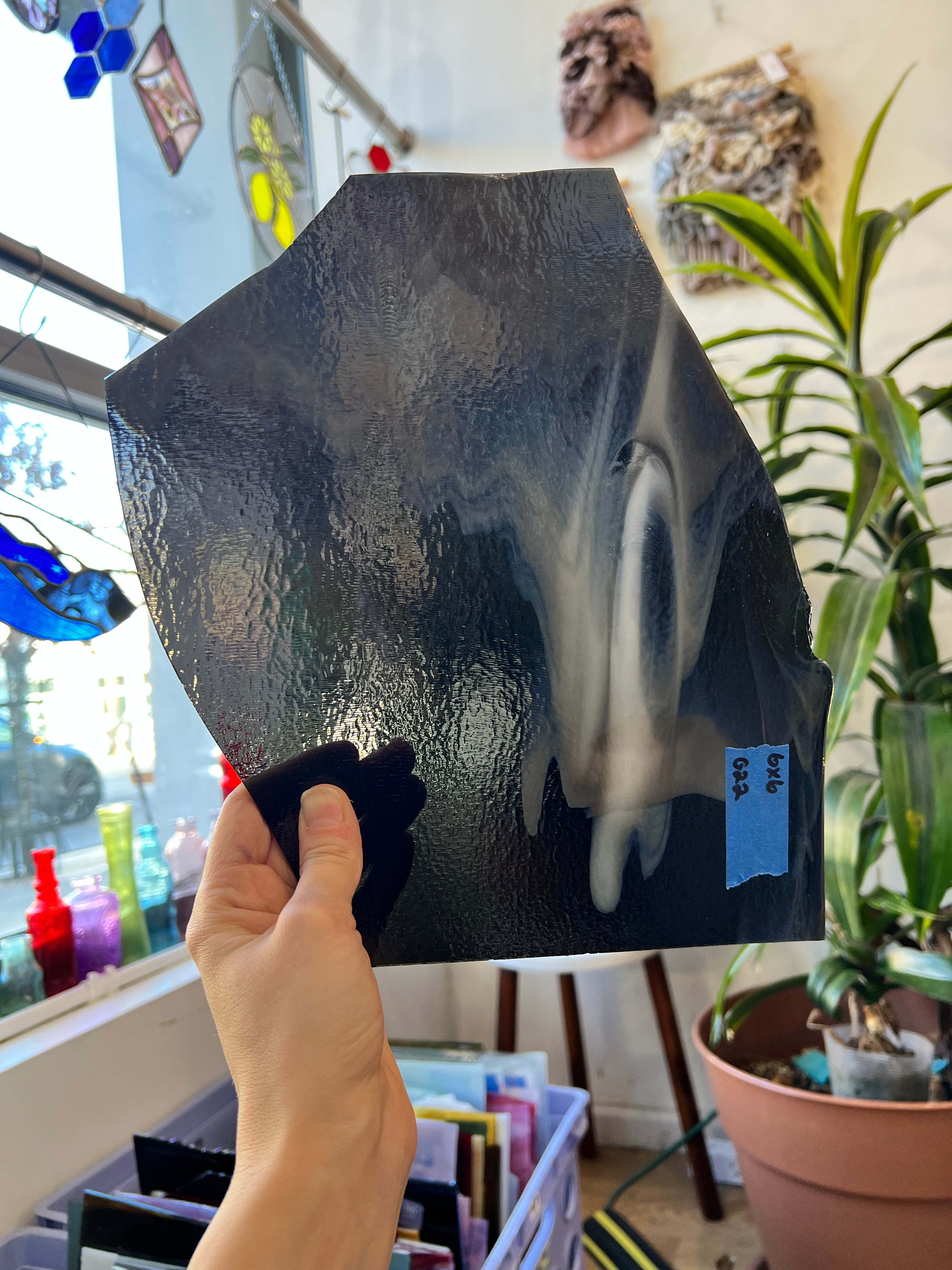 Brown Gray Wispy White Bullseye Sheet Glass Colorado Glassworks