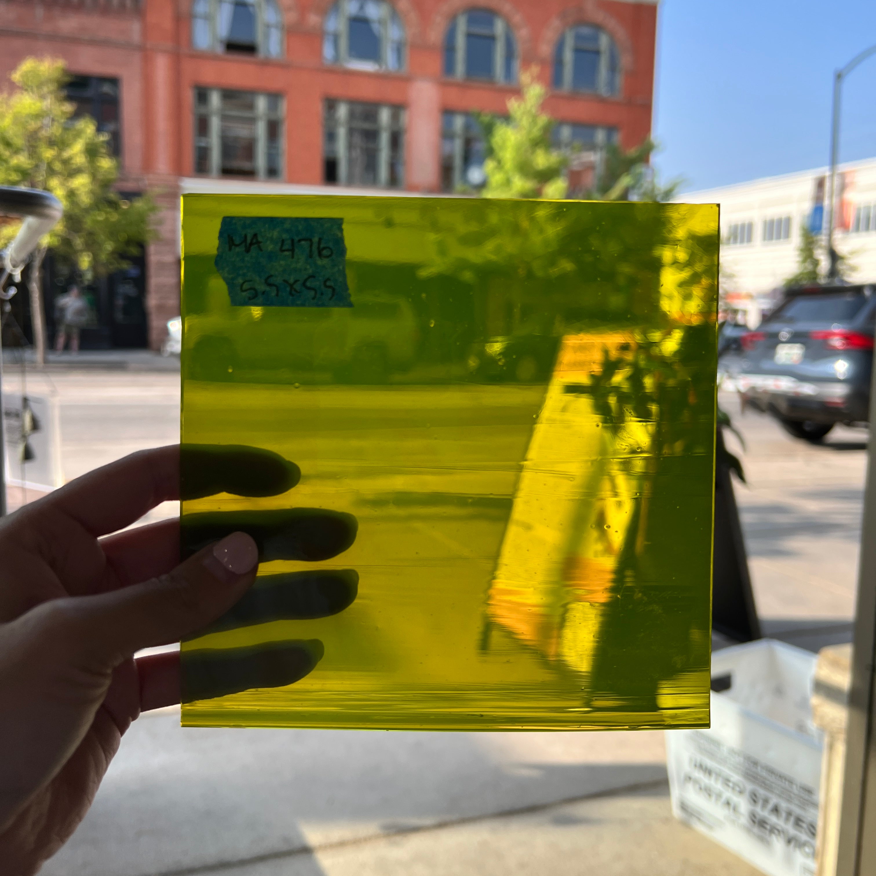 Green Means Go COGW by Monarch Glass Sheet Glass Colorado Glass Works MA476 (5.5x5.5in)  