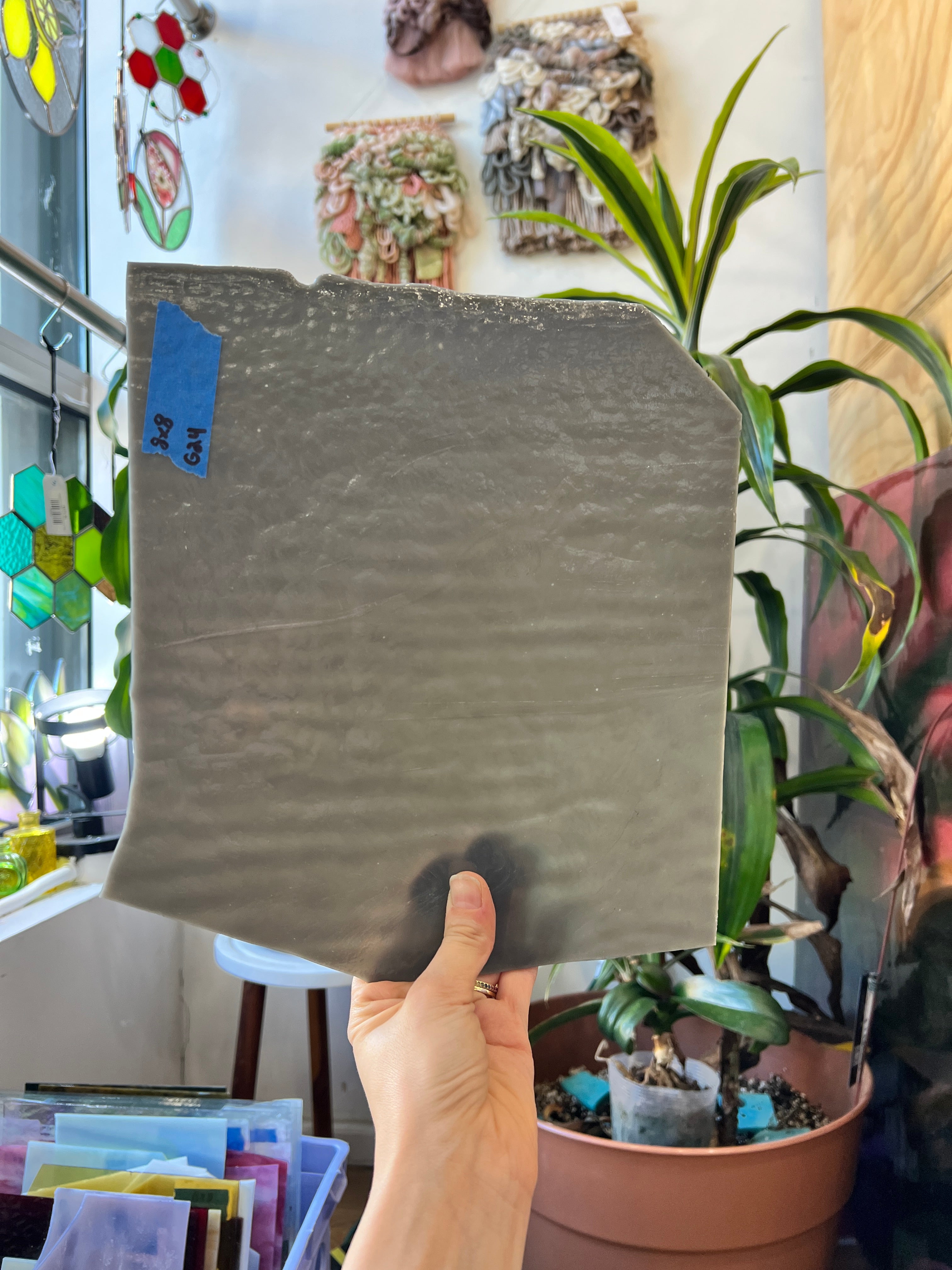 Gray Textured Bullseye Sheet Glass Colorado Glassworks