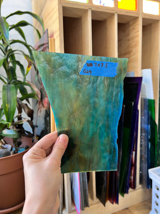 Green Blue Stipple Mottled Youghiogheny Sheet Glass Colorado Glassworks