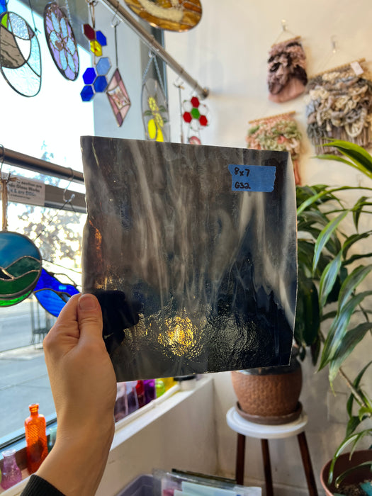 Rolled Brown White Wispy Bullseye Sheet Glass Colorado Glassworks