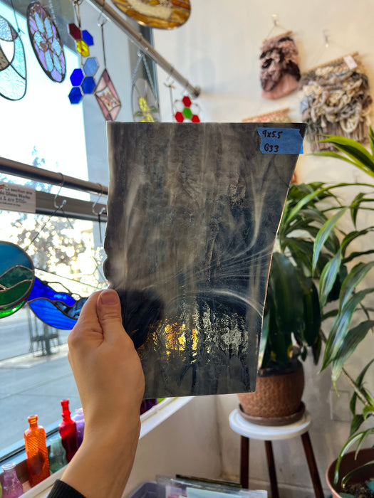 Rolled Brown White Wispy Bullseye Sheet Glass Colorado Glassworks