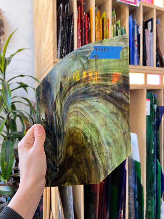 Vintage Brown Green Armstrong Sheet Glass Colorado Glassworks G35 (9.5x6.5in)