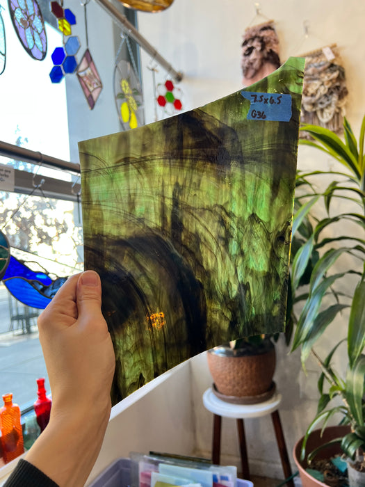 Vintage Brown Green Armstrong Sheet Glass Colorado Glassworks