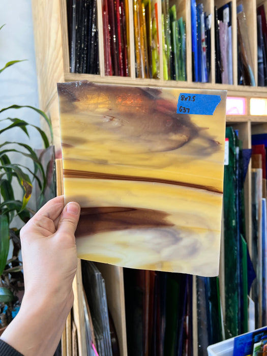 Yellow and Brown Wispy Sheet Glass Colorado Glassworks