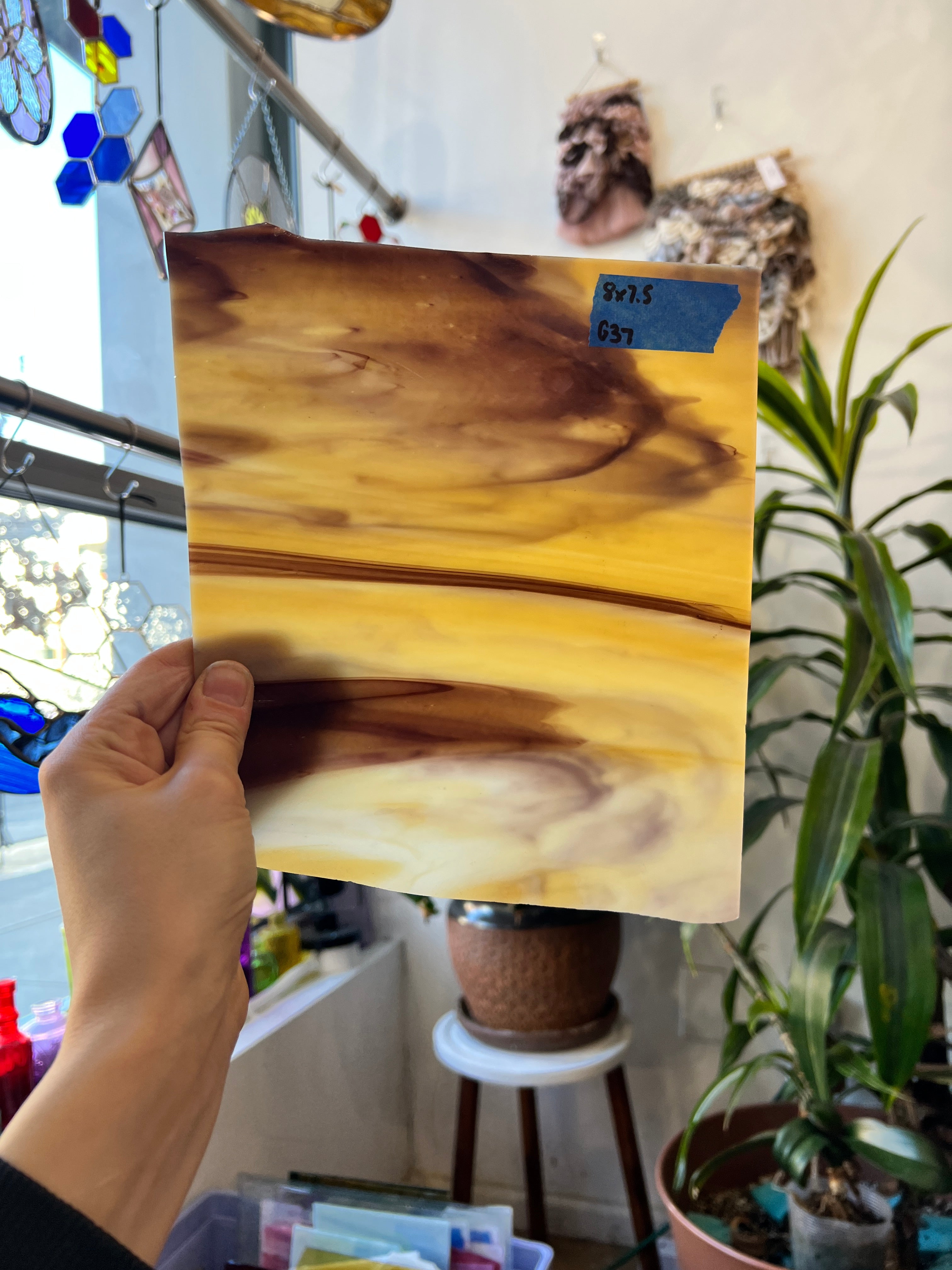 Yellow and Brown Wispy Sheet Glass Colorado Glassworks