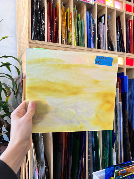 Yellow Stipple Wispy Youghiogheny Sheet Glass Youghiogheny