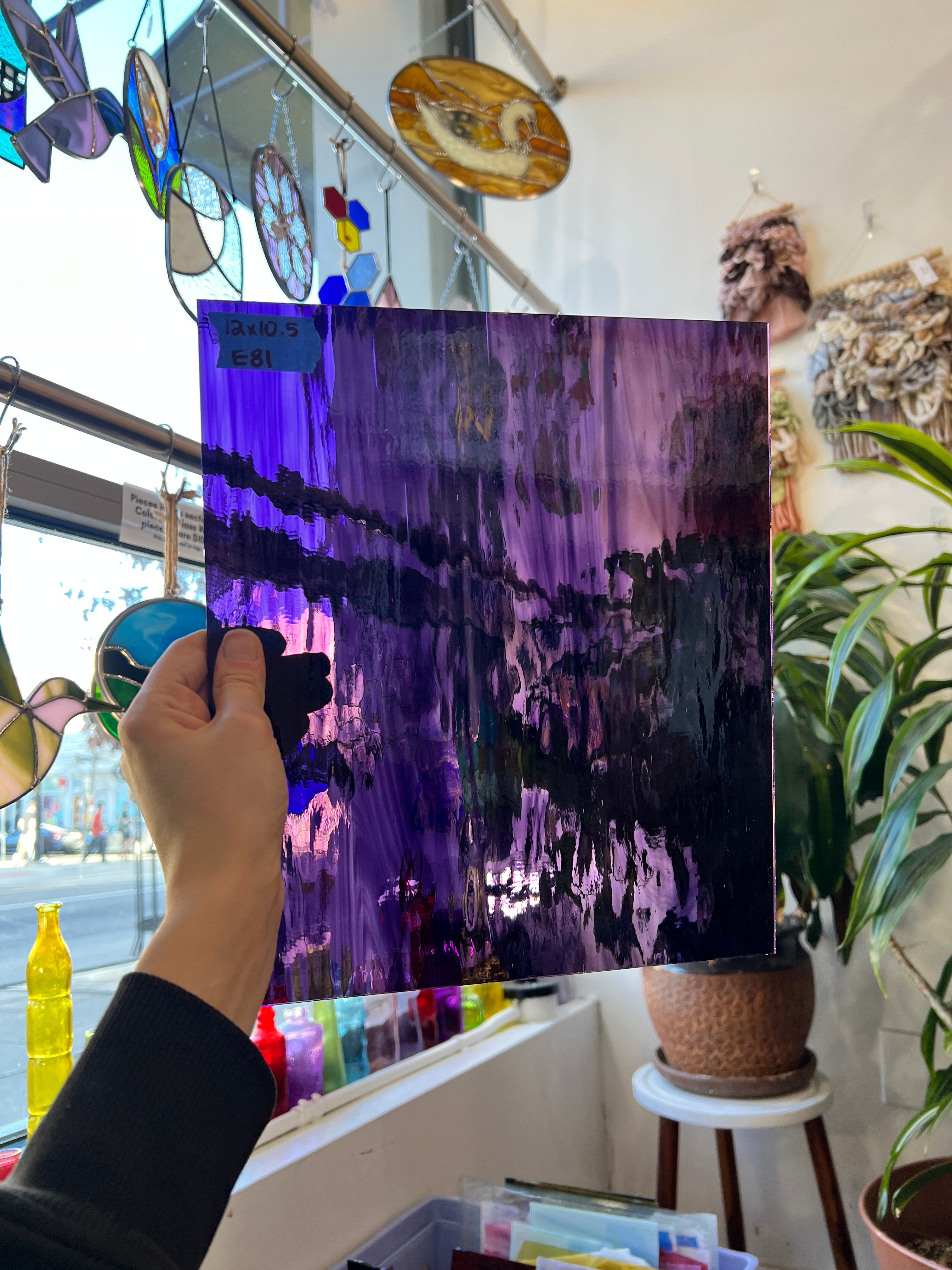 Mixed Purple Waterglass Oceanside Fusible 96 COE Sheet Glass Colorado Glassworks E81 (12x10.5in)