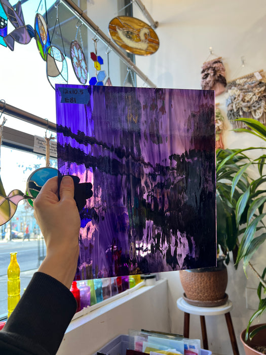 Mixed Purple Waterglass Oceanside Fusible 96 COE Sheet Glass Colorado Glassworks E81 (12x10.5in)