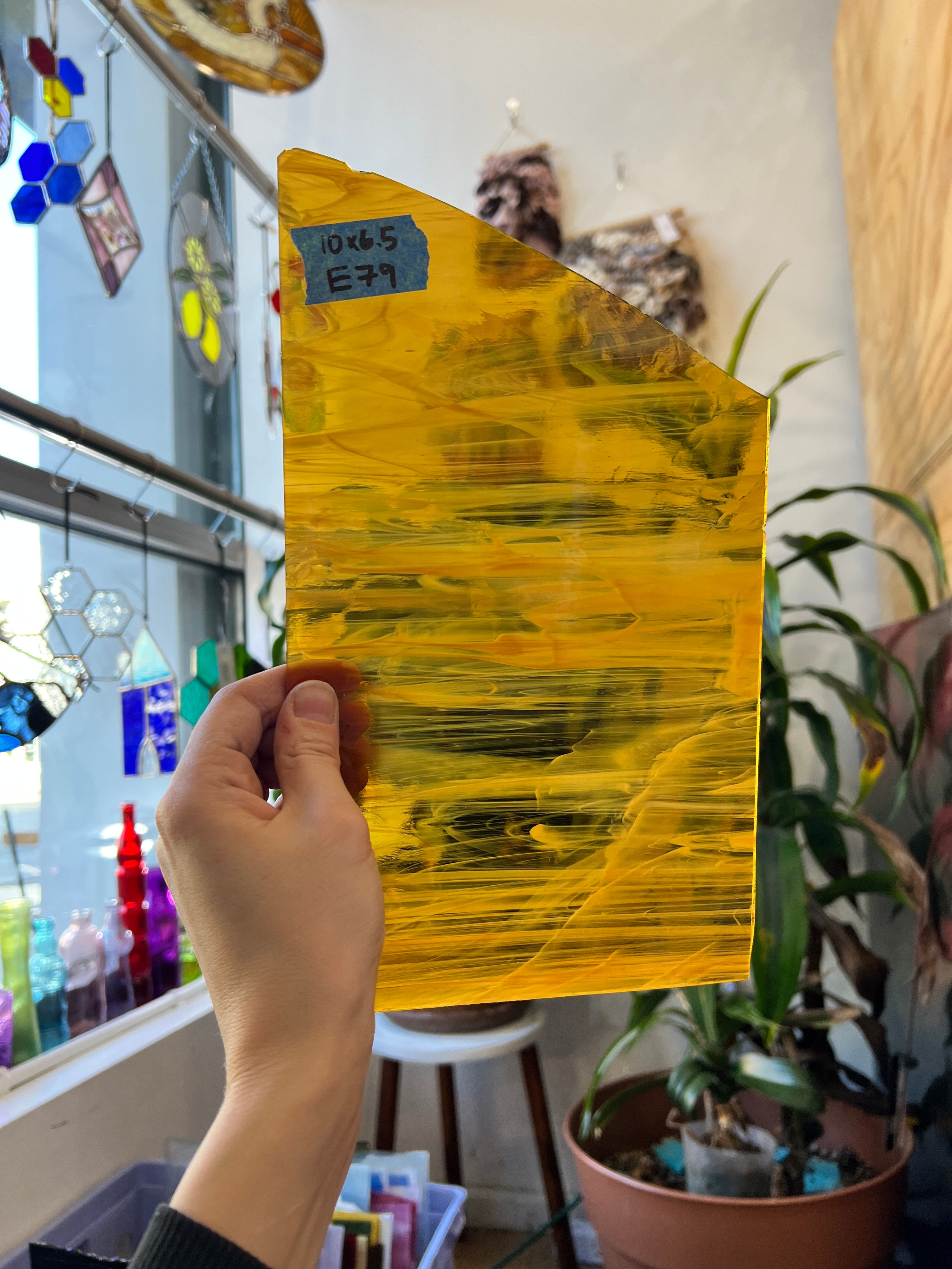 Medium Amber Wispy Vintage Spectrum Sheet Glass Colorado Glassworks