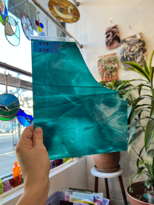 Rare Teal Patterned Wasser Glass Sheet Glass Colorado Glassworks