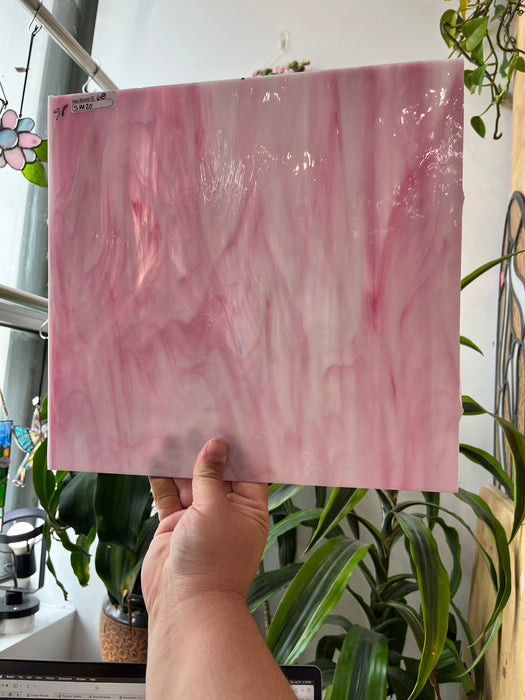 Vintage Pink and White Wispy Opaque Spectrum (S) Sheet Glass Colorado Glassworks
